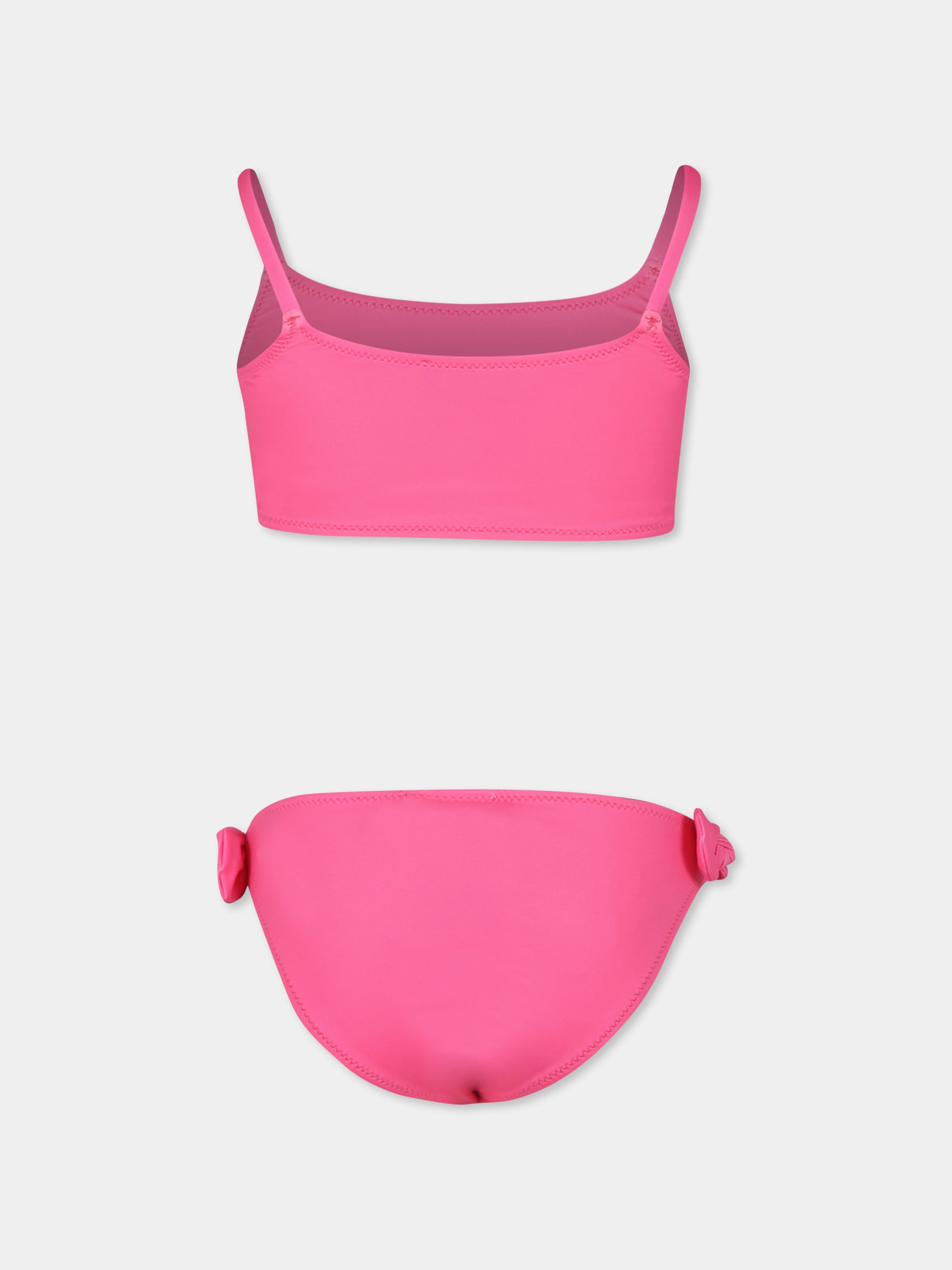 Bikini fucsia per bambina con logo,Moschino Kids,HDL00R LKA00 50580