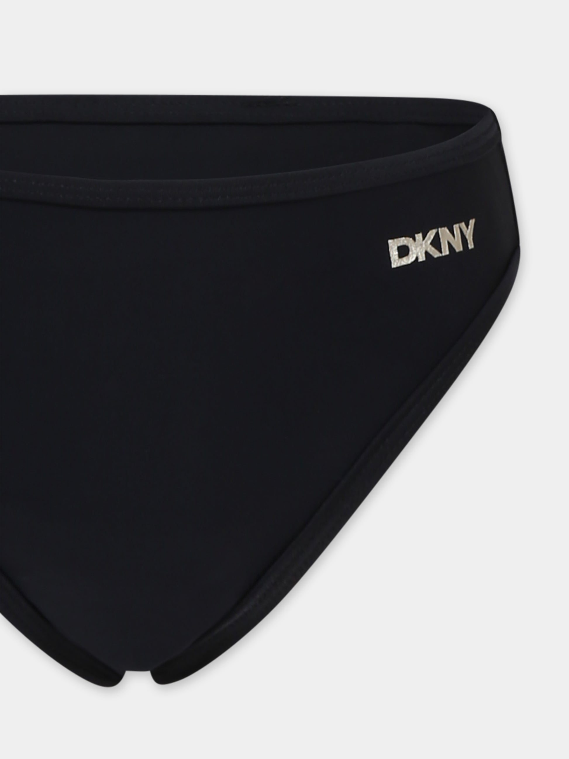 Bikini nero per bambina con logo,Dkny,D62255 09B