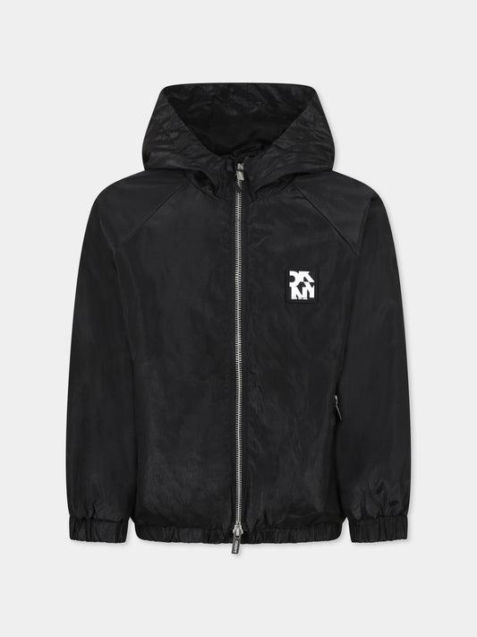 Giacca a vento nera per bambina con logo,Dkny,D62277 09B