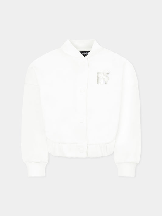 Felpa nera per bambina con logo,Dkny,D62284 117