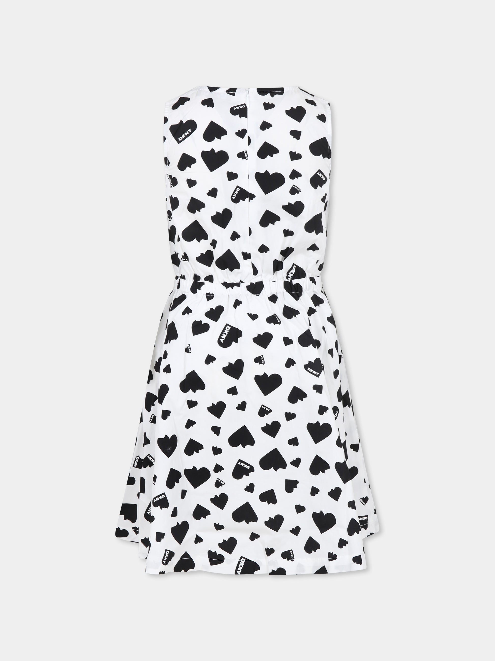 Vestito bianco per bambina con cuori all over,Dkny,D62328 N50