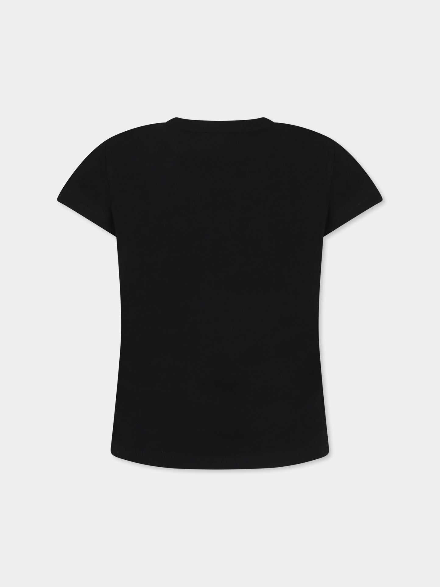 T-shirt nera per bambina con logo e scritta,Dkny,D62304 09B