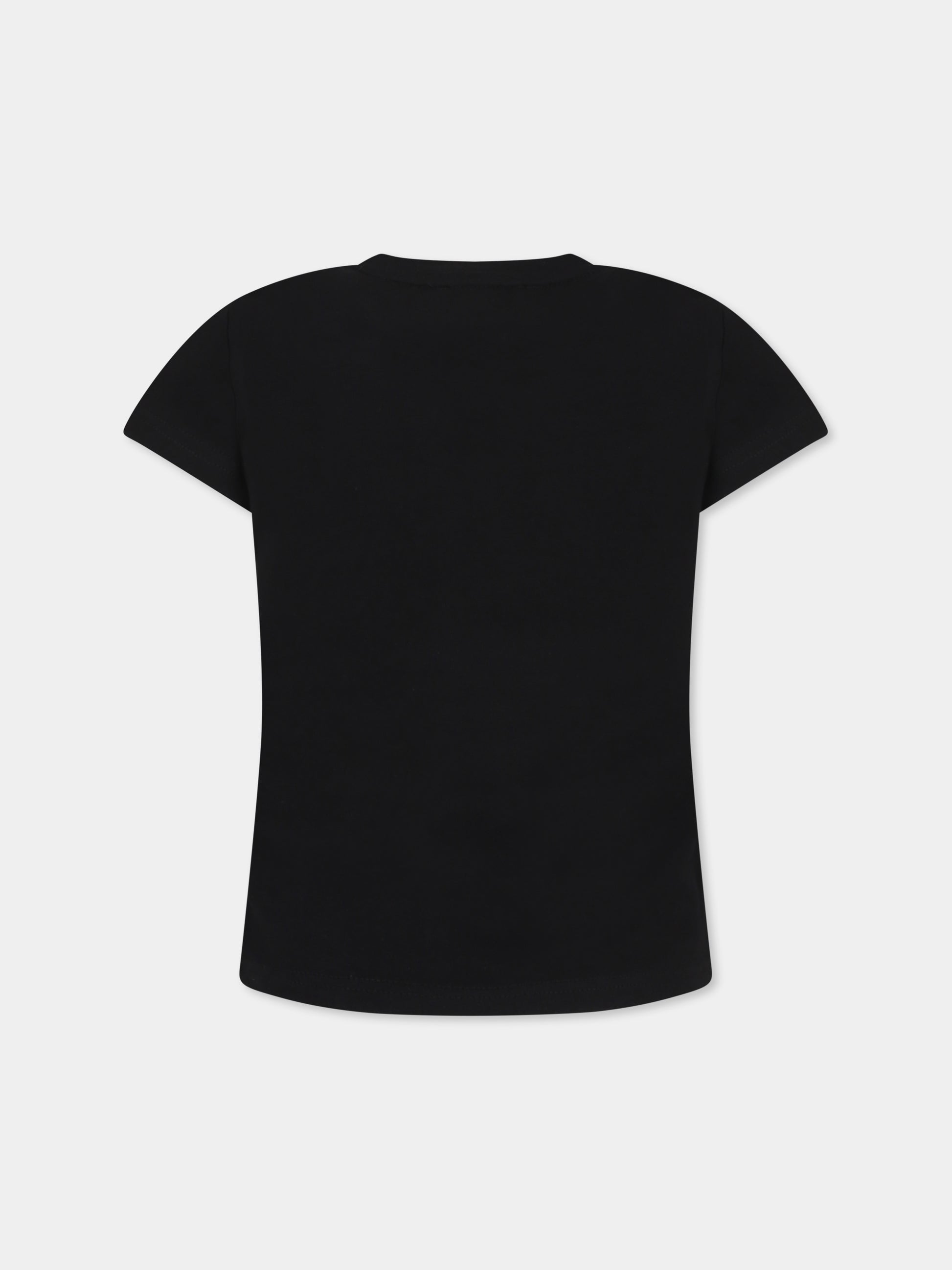 T-shirt nera per bambina con logo e scritta,Dkny,D62304 09B