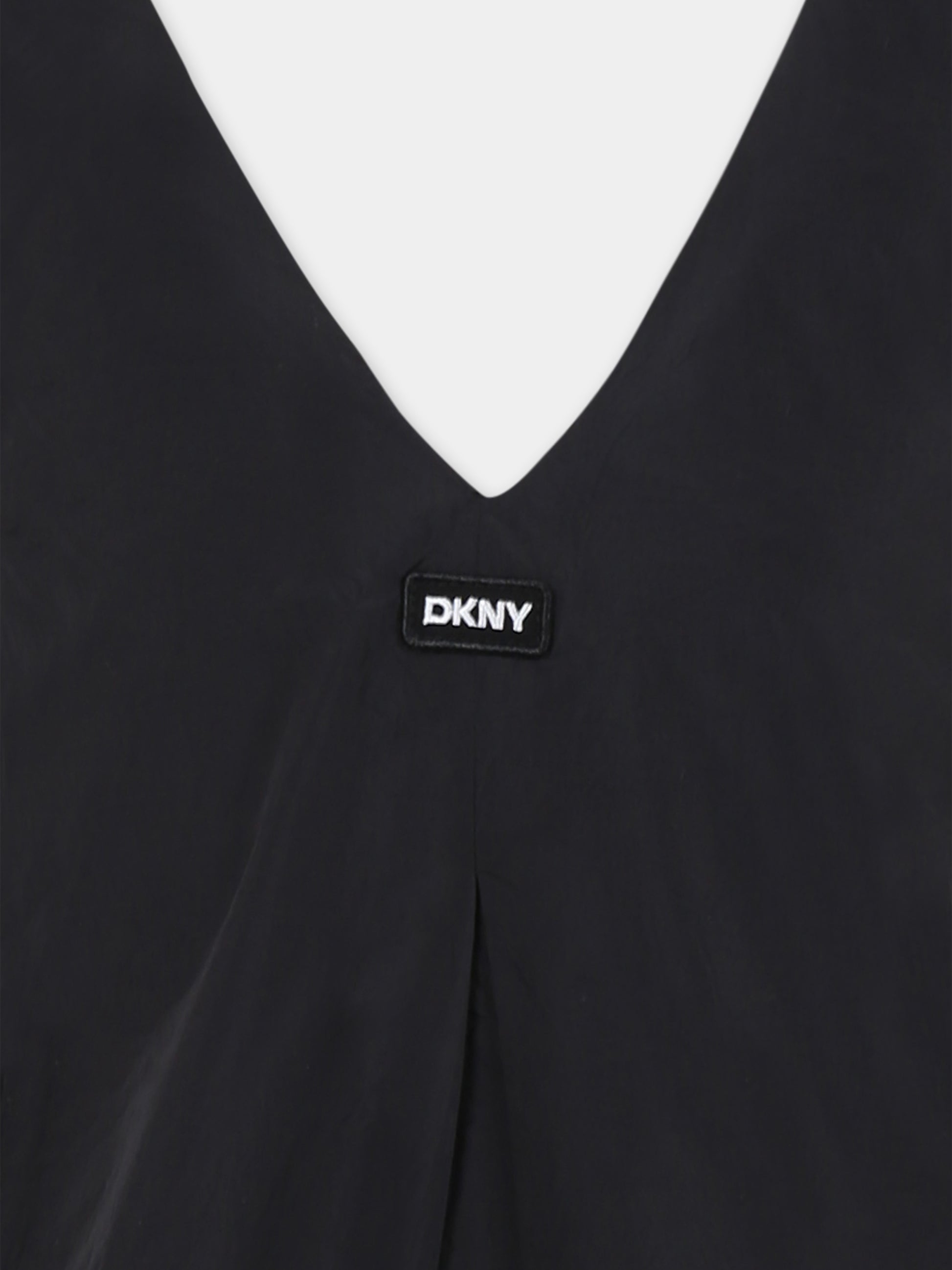 Vestito nero per bambina con logo,Dkny,D62329 09B