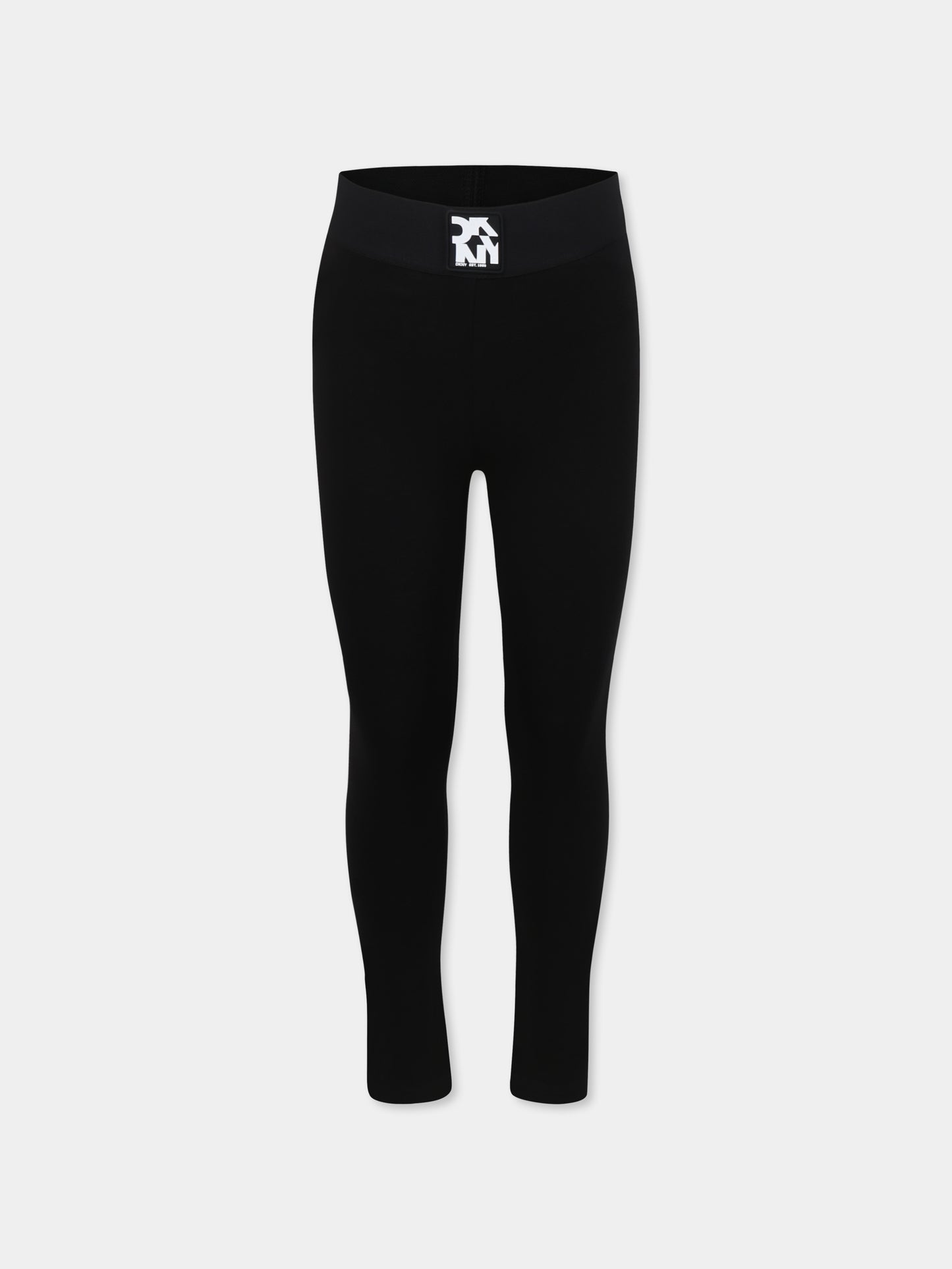 Leggings neri per bambina con logo,Dkny,D62272 09B