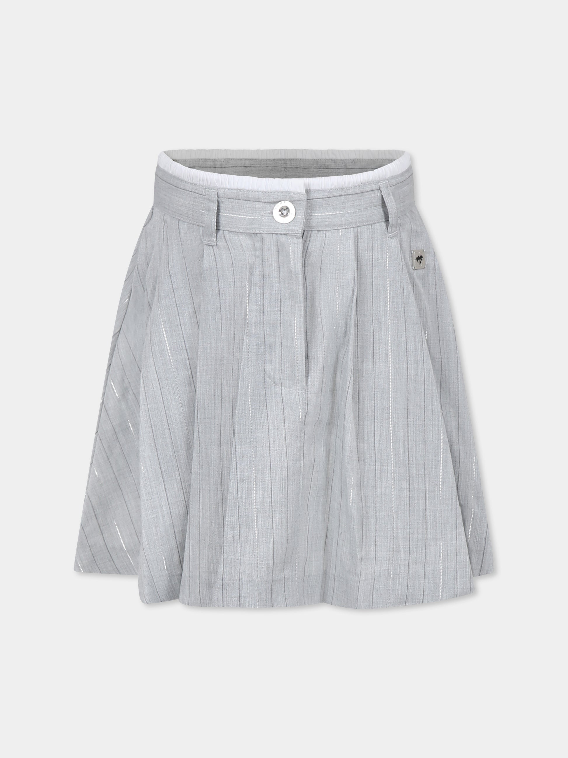 Gonna grigia per bambina con logo,Dkny,D62266 A10