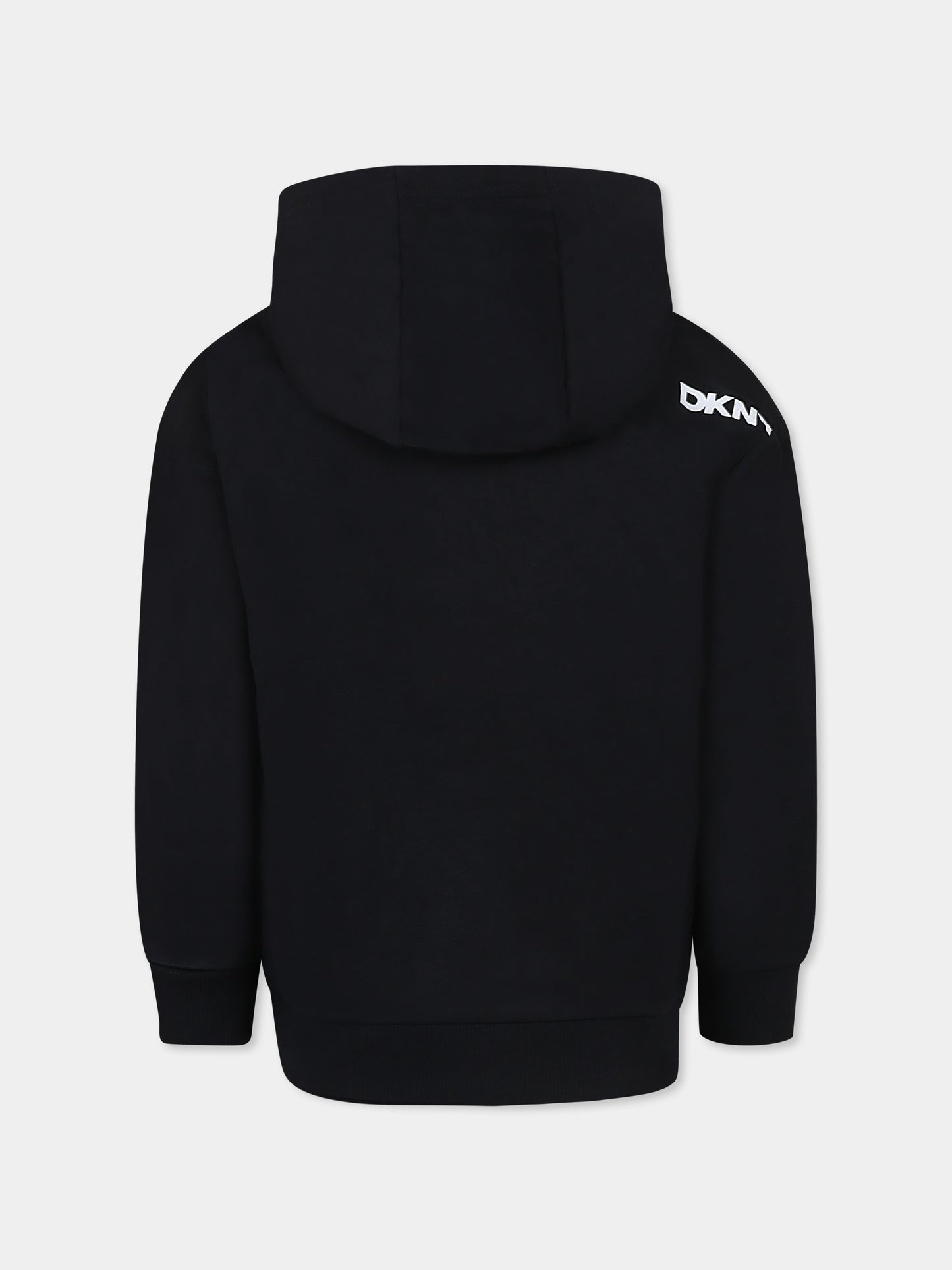Felpa nera per bambina con logo,Dkny,D62248 09B