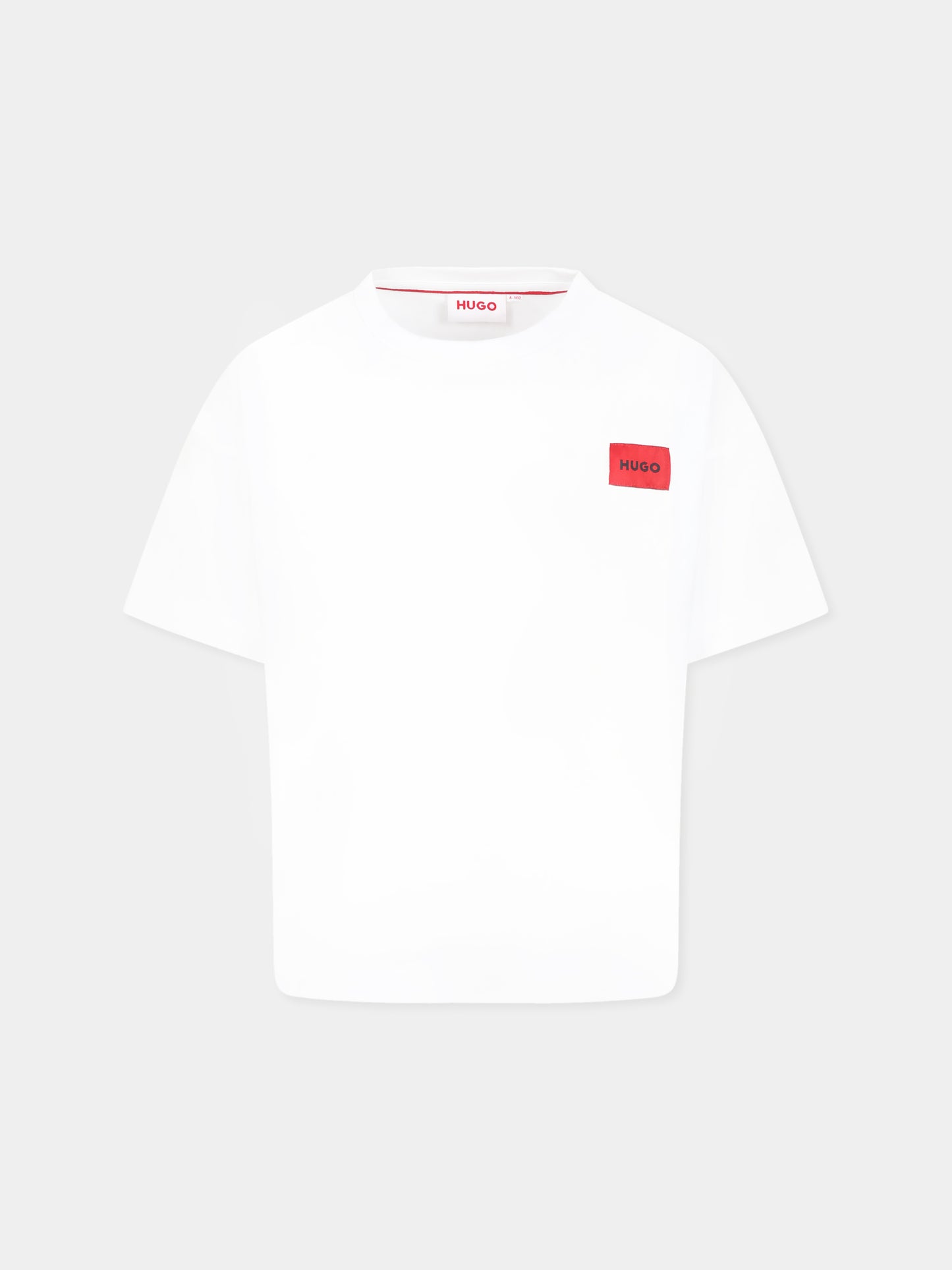 White t-shirt for boy with logo