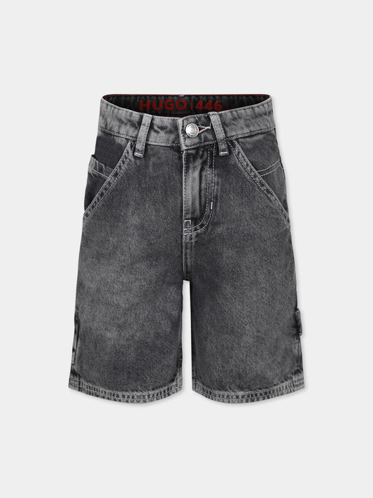 Shorts 446 grigi per bambino con logo,Hugo,G00376 Z21