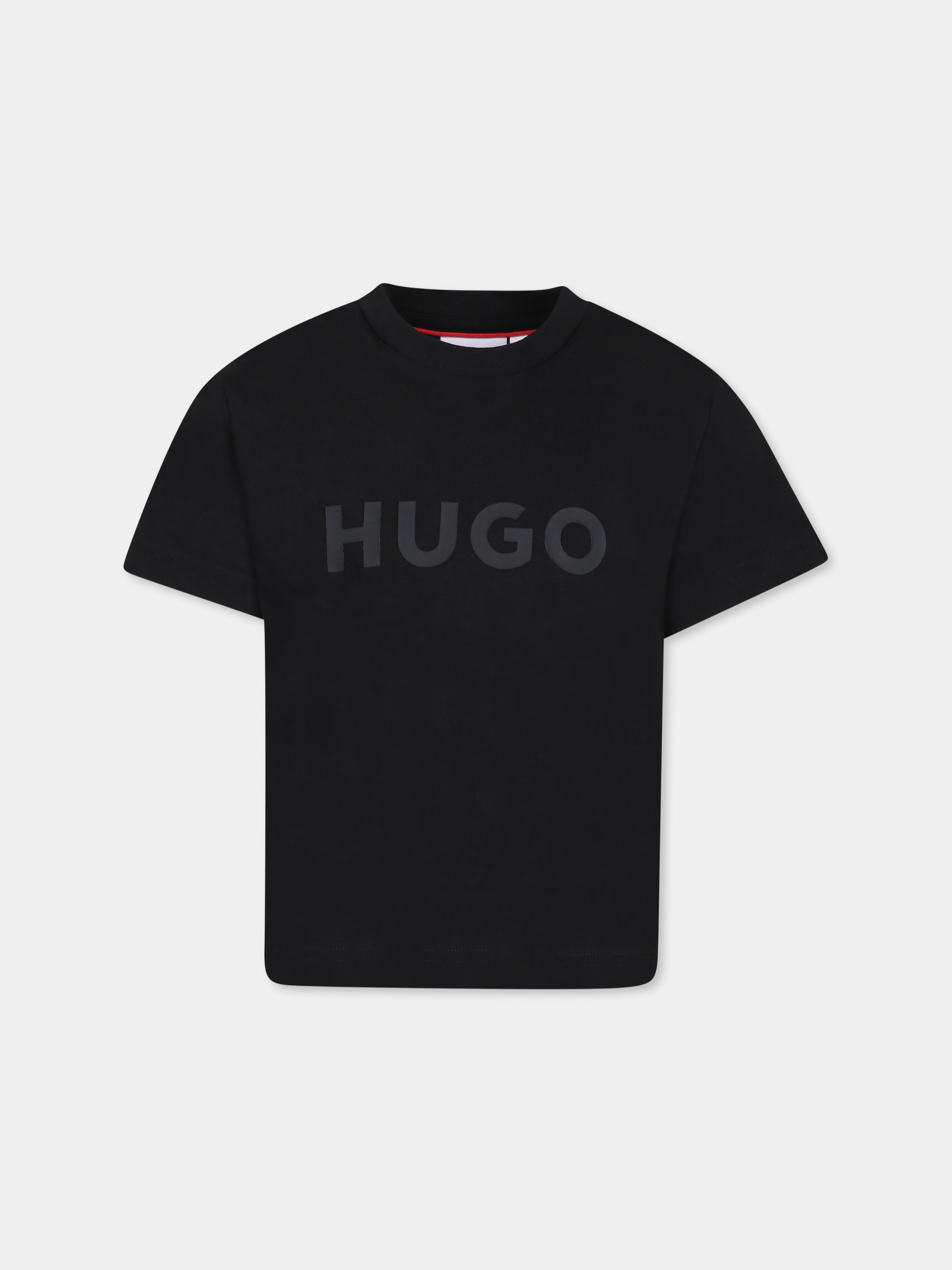 T-shirt nera per bambino con logo,Hugo,G00333 09B