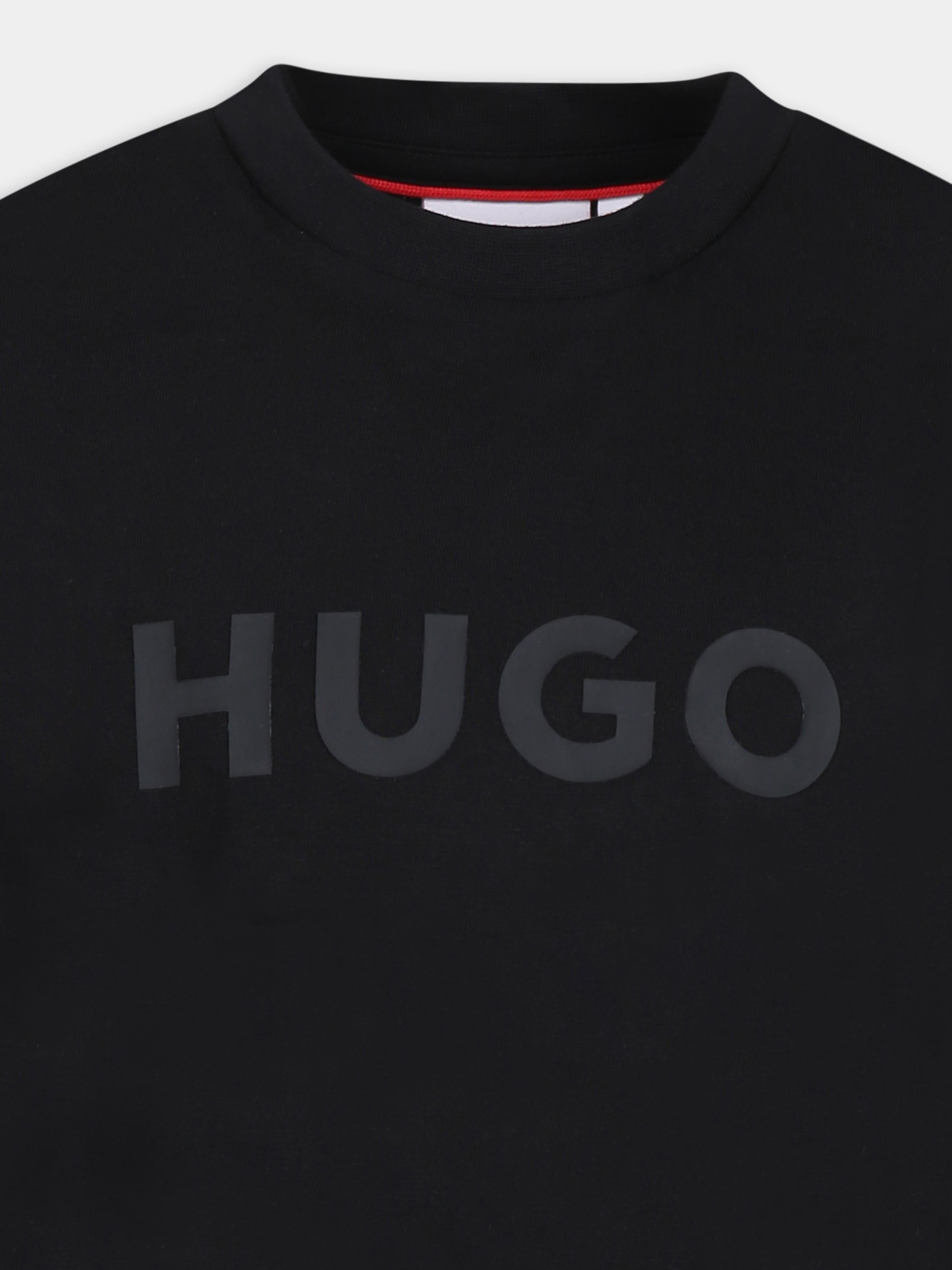 T-shirt nera per bambino con logo,Hugo,G00333 09B