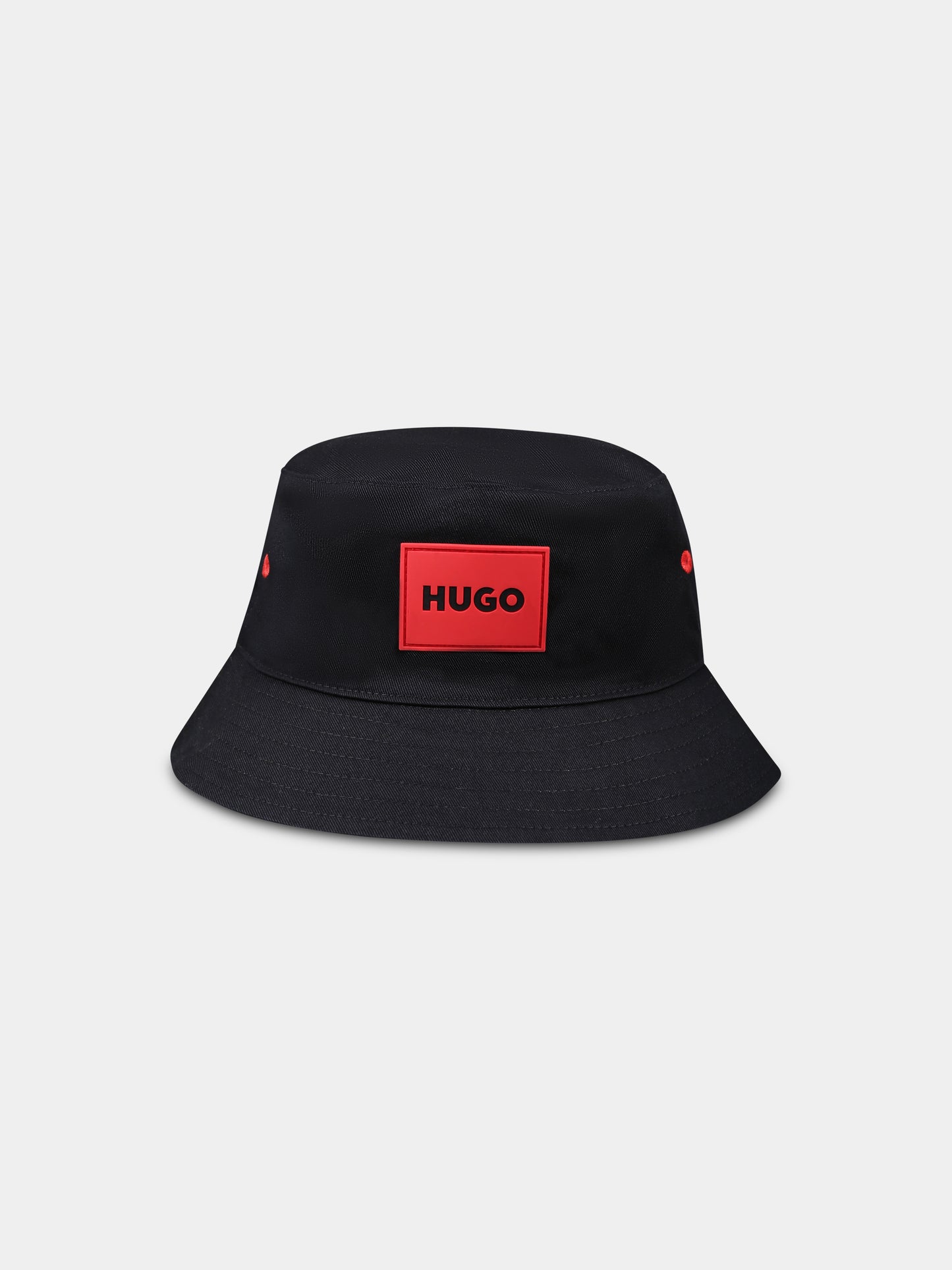 Cloche nera reversibile per bambino con logo,Hugo,G00309 09B