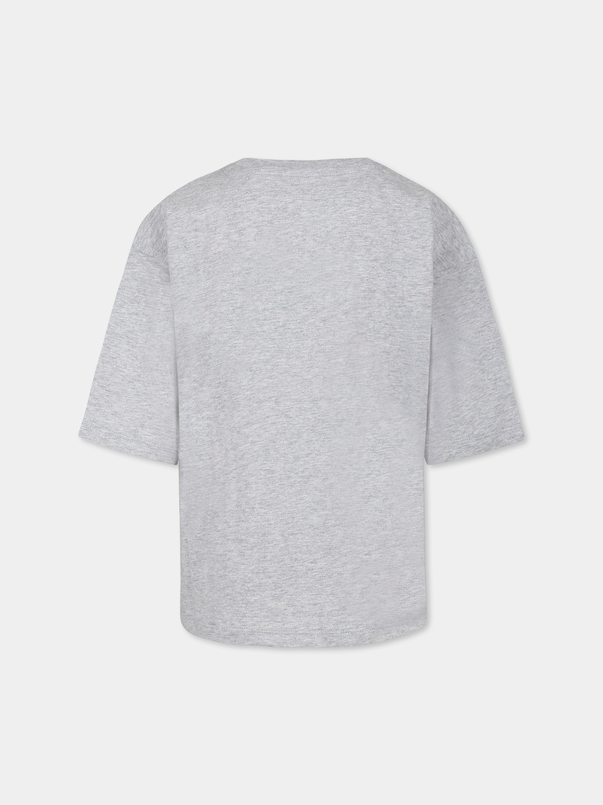 T-shirt grigia per bambina con scritta  Amour  in strass,Zadig & Voltaire Kids,X60319 A07