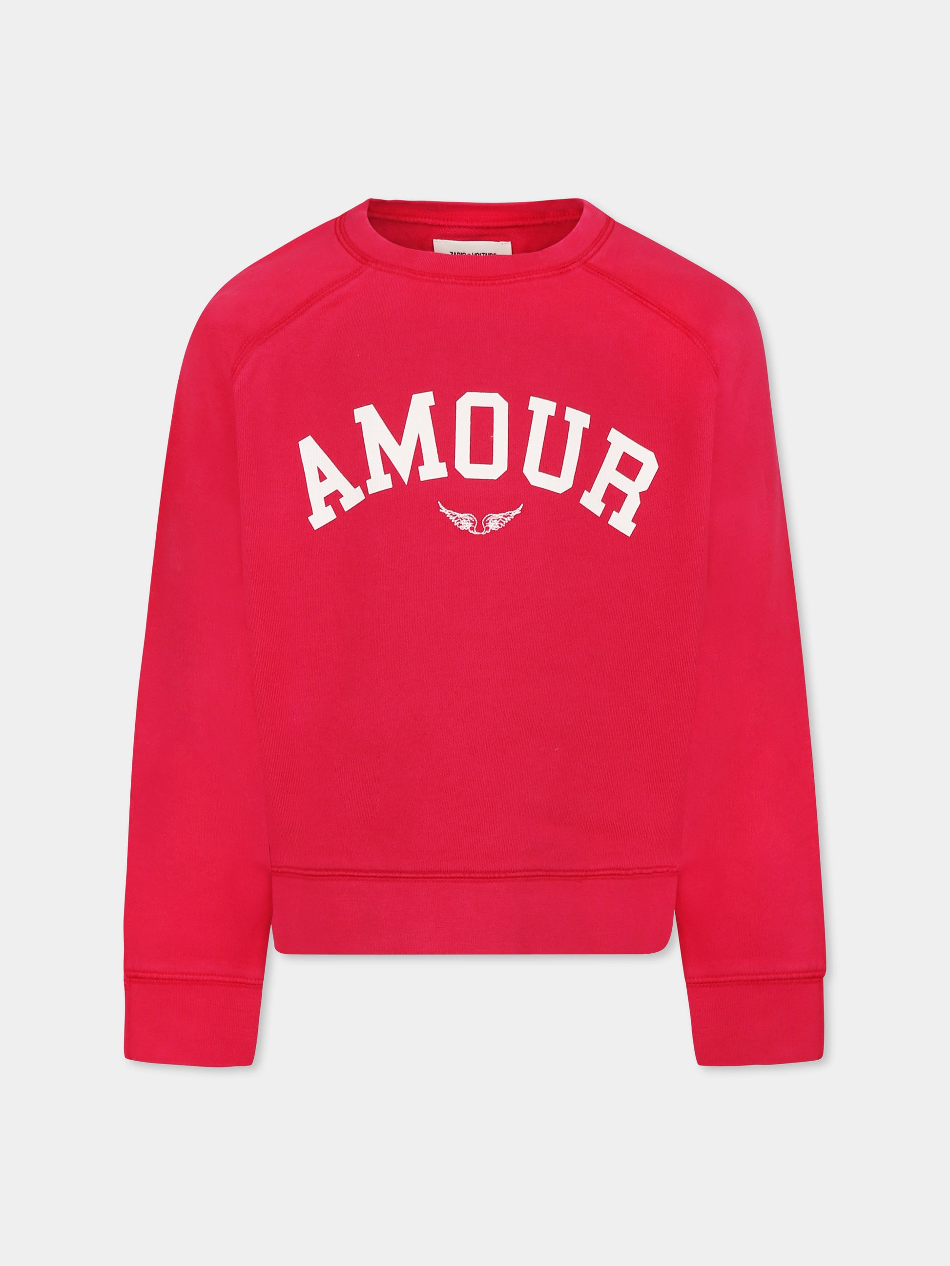 Felpa fucsia per bambina con scritta,Zadig & Voltaire Kids,X60326 481