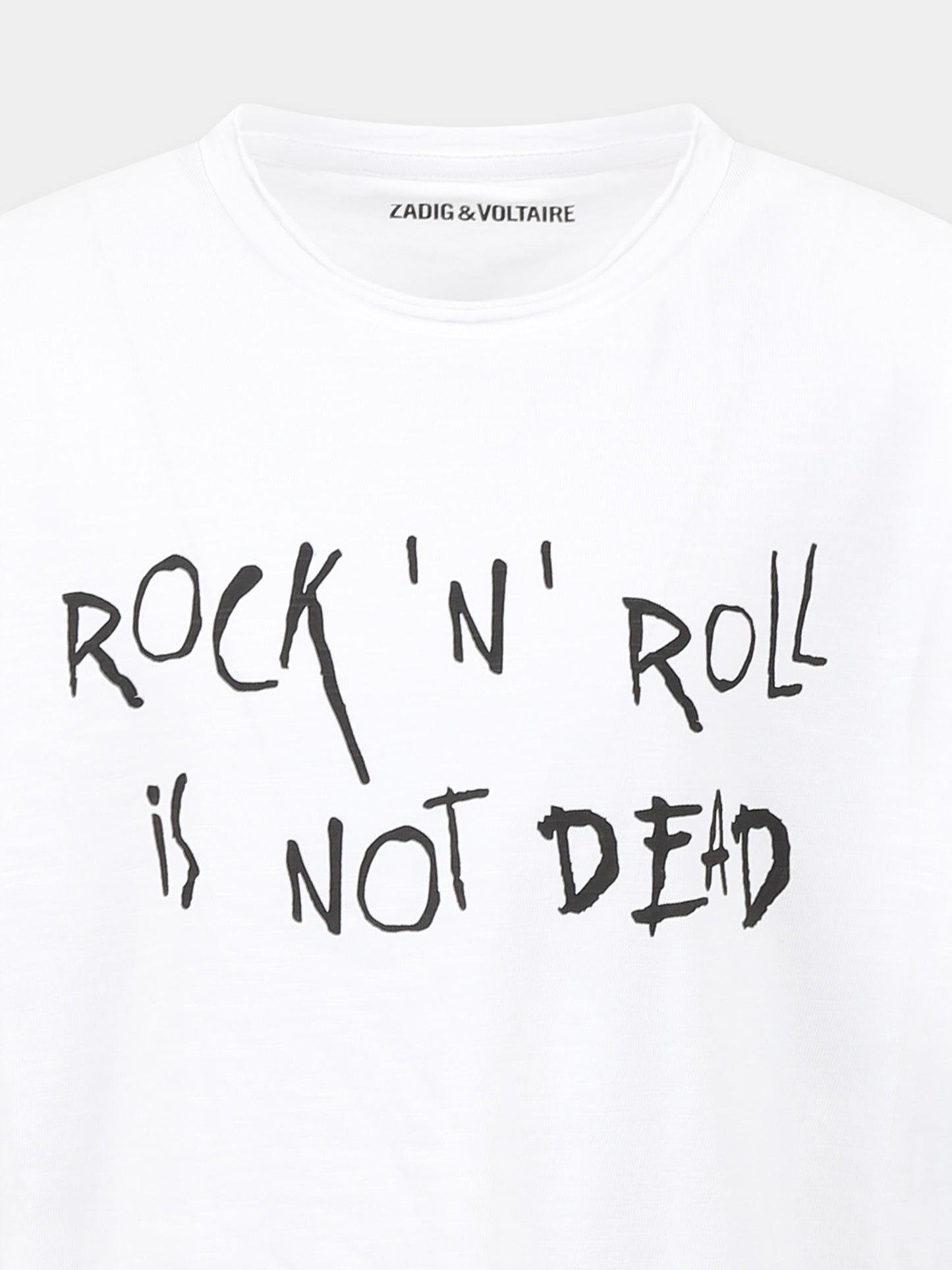T-shirt bianca per bambini con scritta Rock  'n' roll is not dead,Zadig & Voltaire Kids,X60373 10P