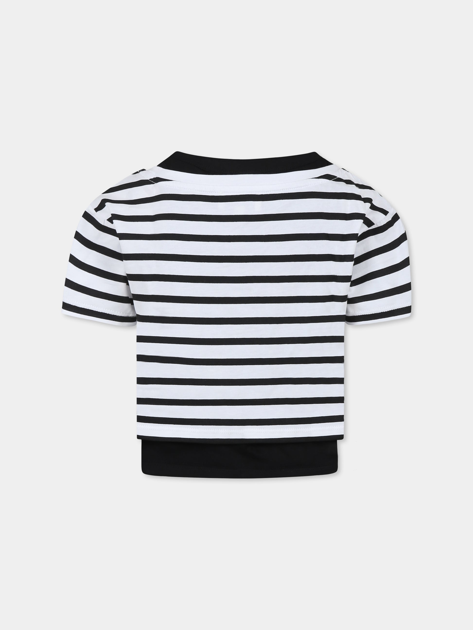 T-shirt crop multicolor per bambina con logo,Sonia Rykiel Paris,A00310 09B