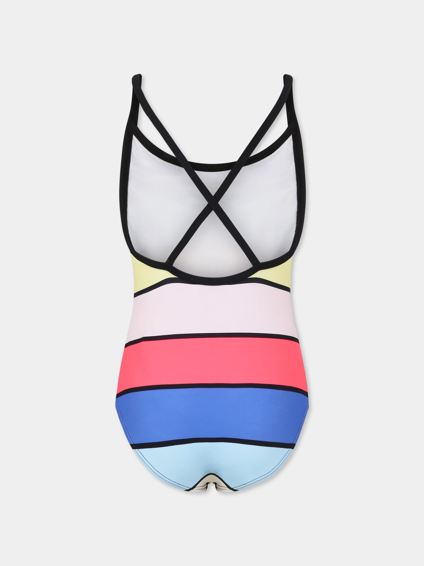 Multicolor swimsuit for girl with logo