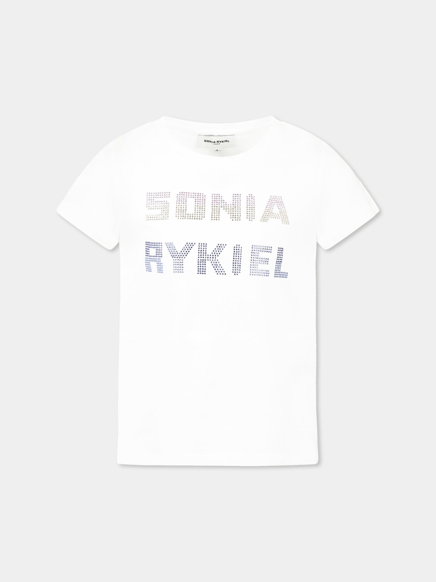 T-shirt bianca per bambina con logo,Sonia Rykiel Paris,A00304 10P