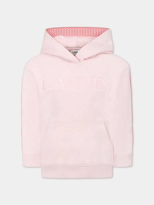 Pink sweatshirt for girl with logo