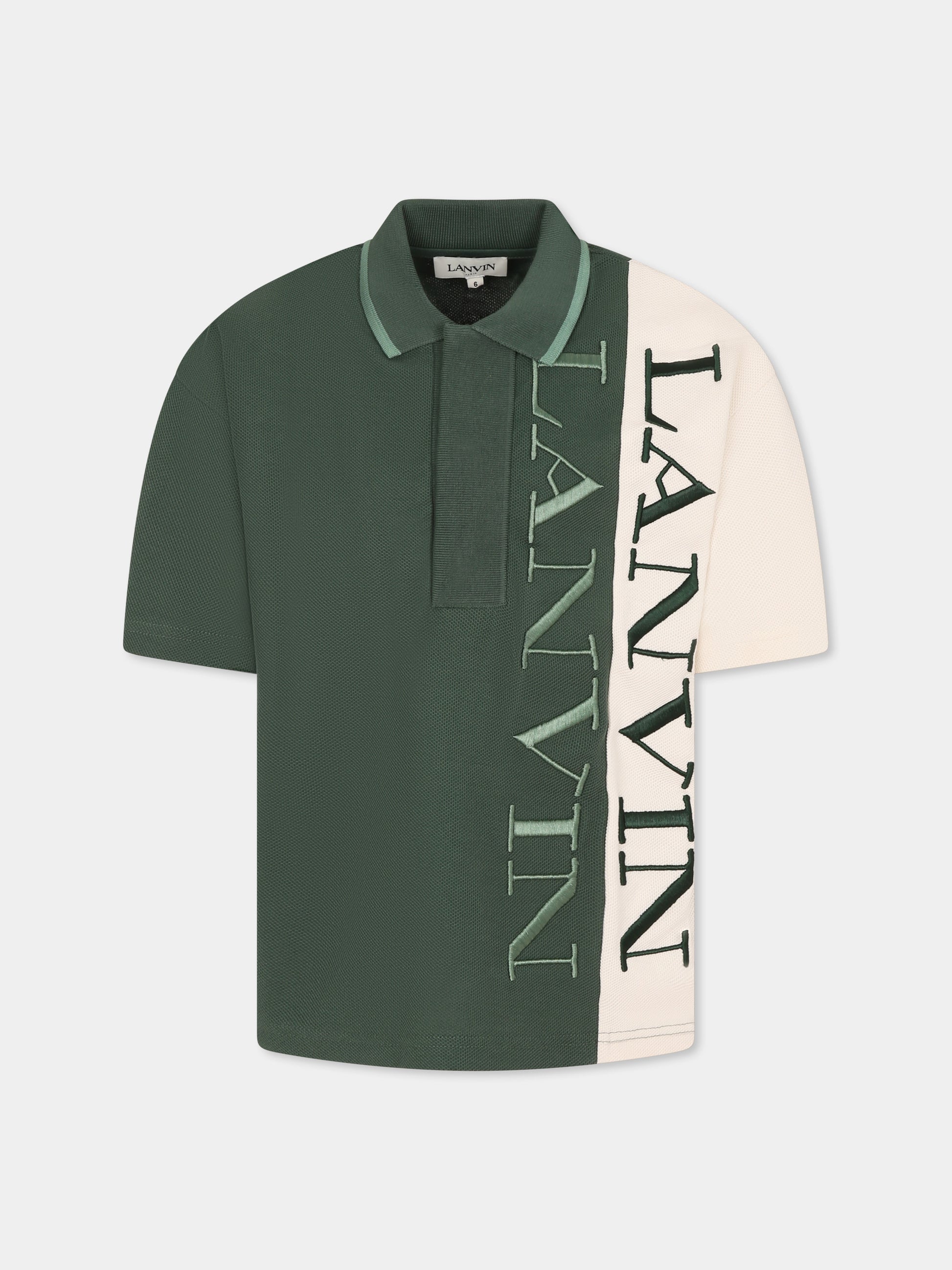 Polo verde per bambino con logo,Lanvin Petite,N30223 U81