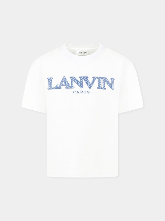 White t-shirt for boy with logo