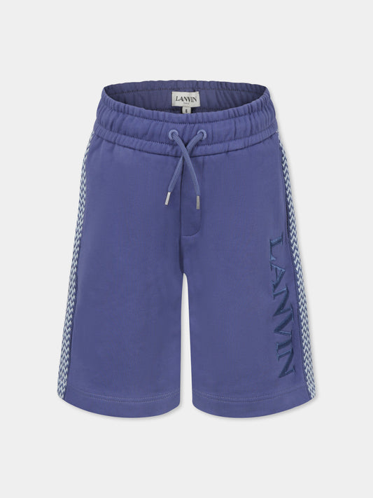 Shorts blu per bambino con logo,Lanvin Petite,N30229 80W