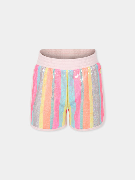 Shorts multicolor per bambina con paillettes,Billieblush,U21067 45X