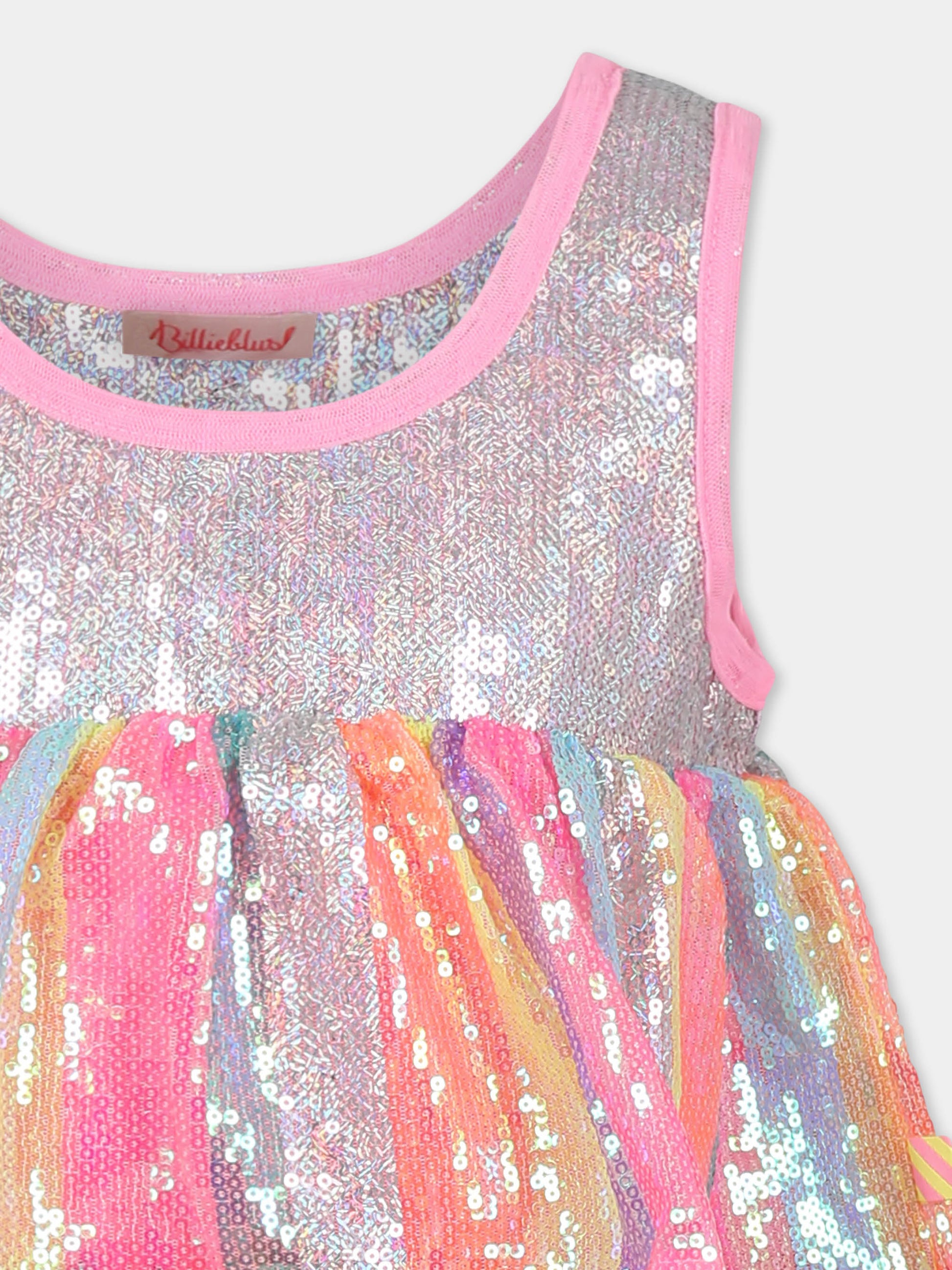 Vestito multicolor per bambina con paillettes,Billieblush,U20968 462