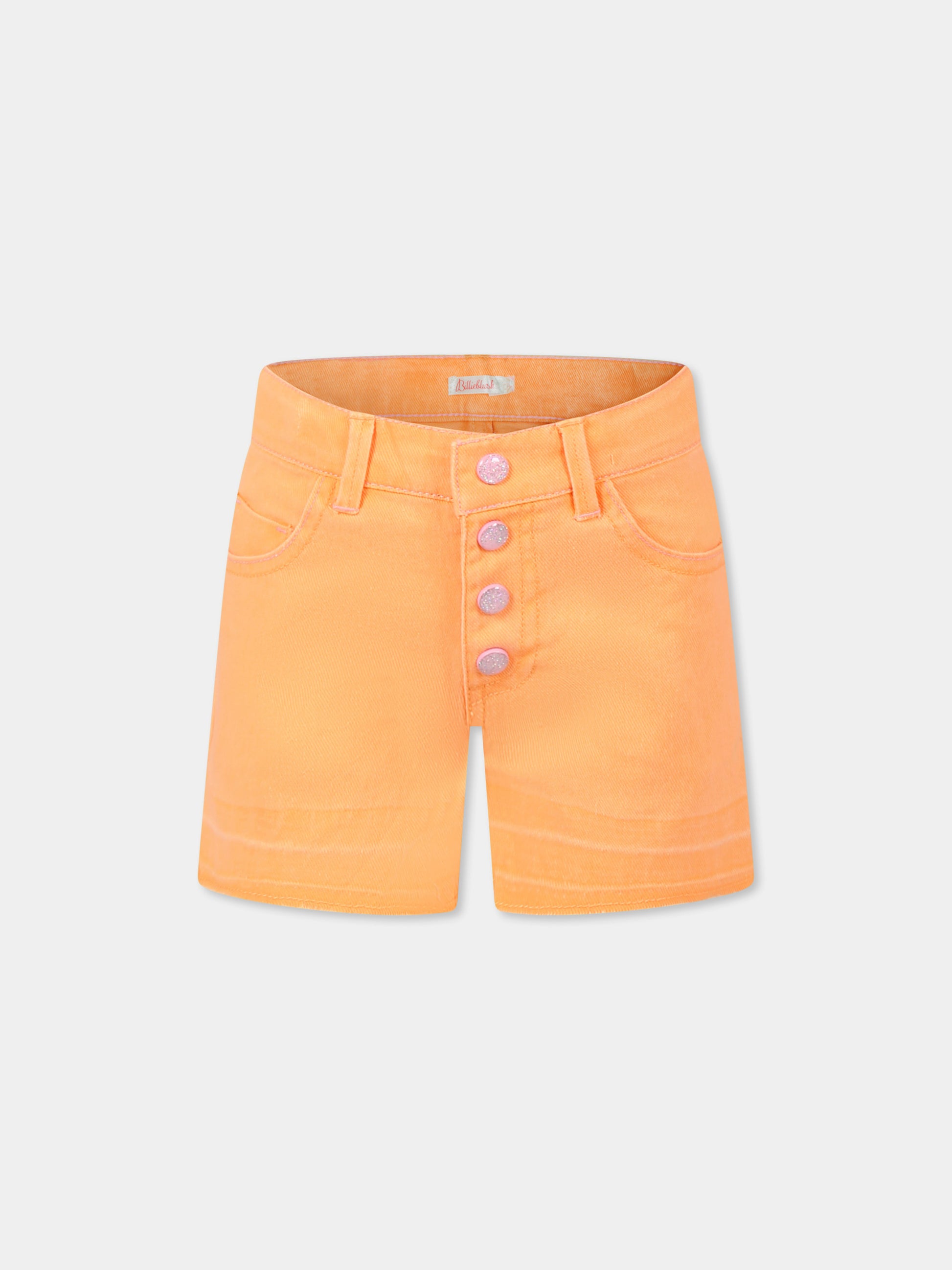 Shorts arancioni per bambina con paillettes,Billieblush,U21043 41K
