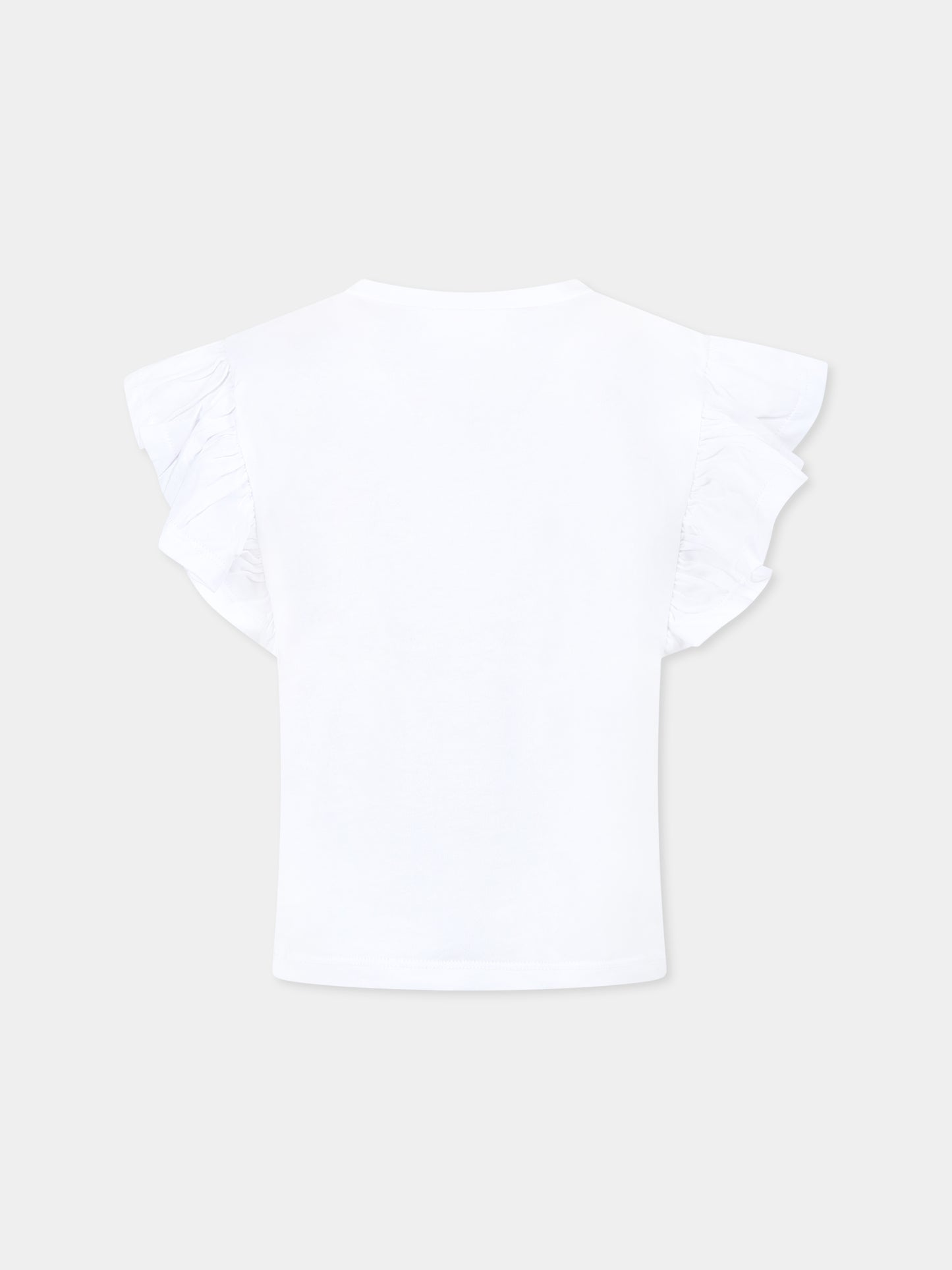 T-shirt bianca per bambina con cuore,Billieblush,U21045 10P