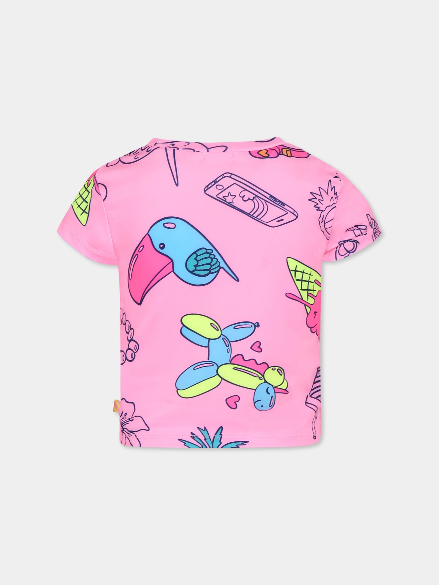 T-shirt rosa per bambina con stampa all over,Billieblush,U20929 462