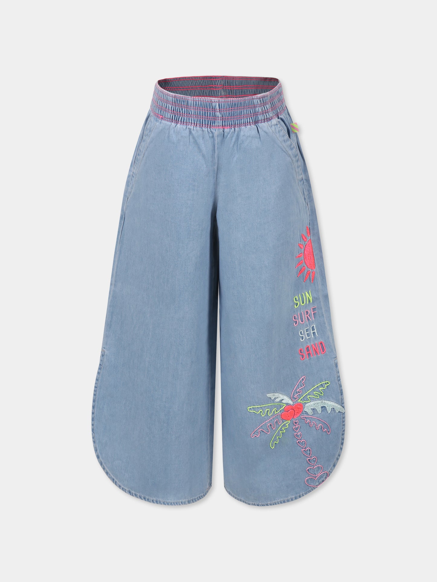 Jeans denim per bambina con palma,Billieblush,U20859 Z04