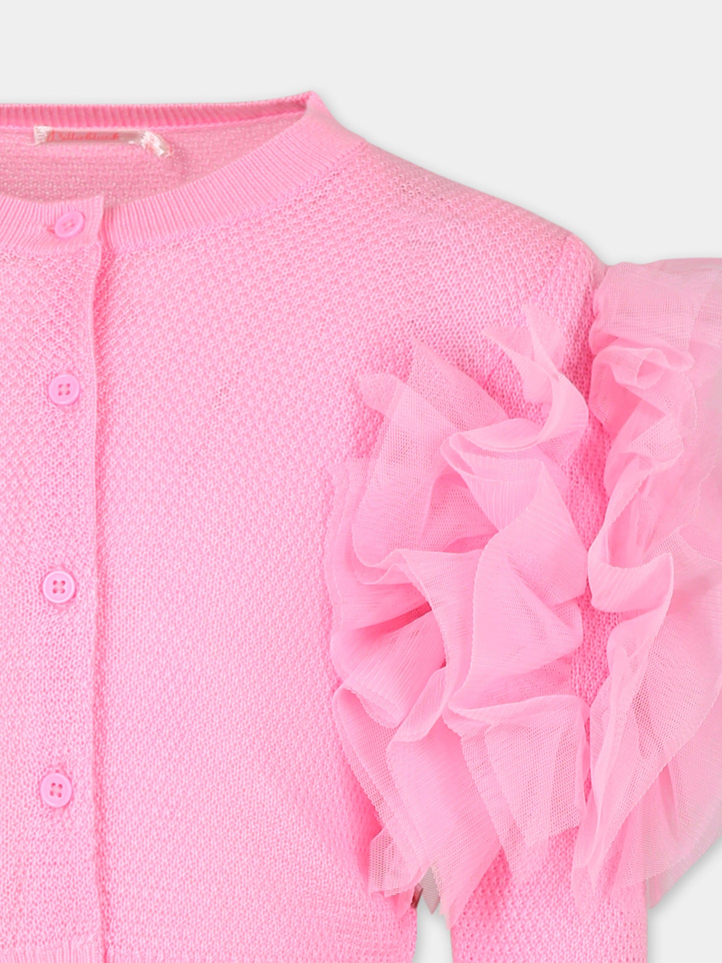 Cardigan rosa per bambina con tulle,Billieblush,U20995 462