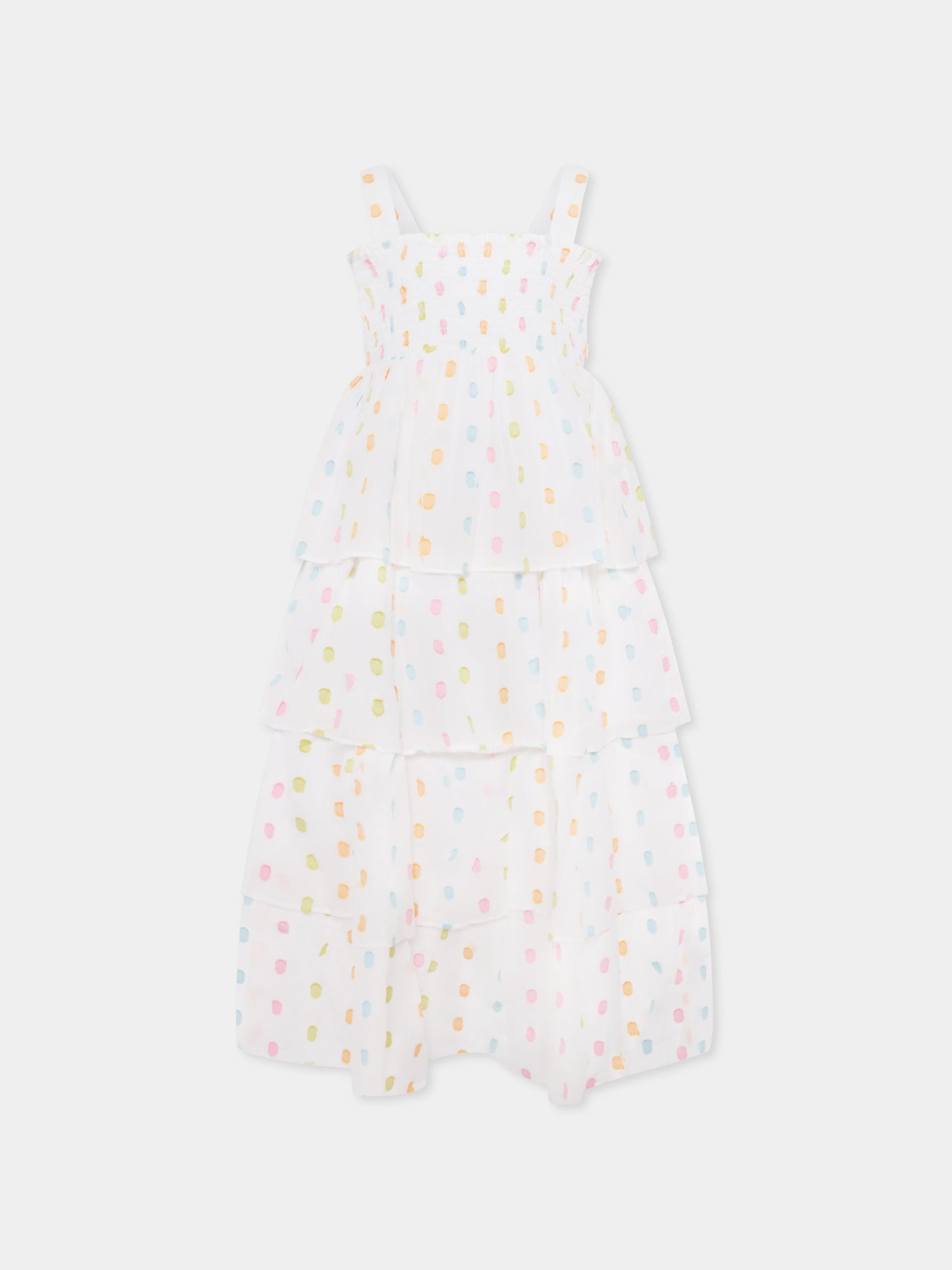 Vestito bianco per bambina con pois all over,Billieblush,U20961 10P