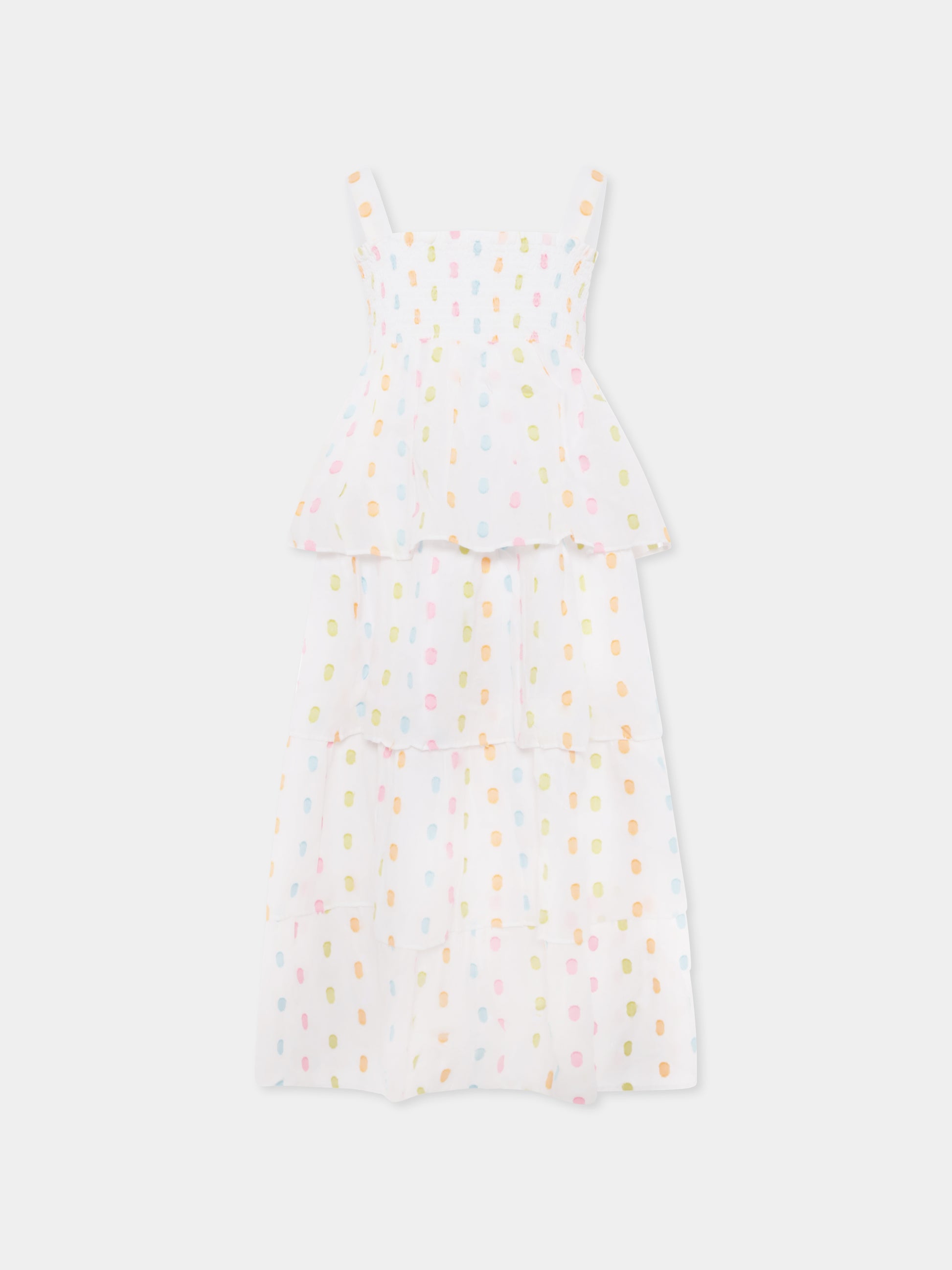 Vestito bianco per bambina con pois all over,Billieblush,U20961 10P