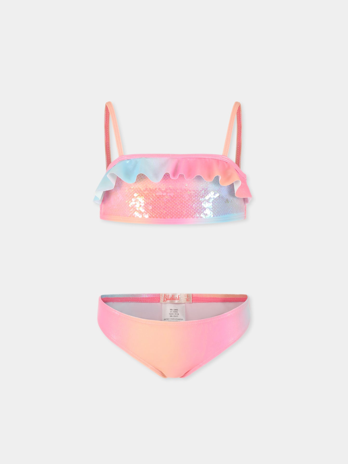 Multicolor bikini for girl with sequins
