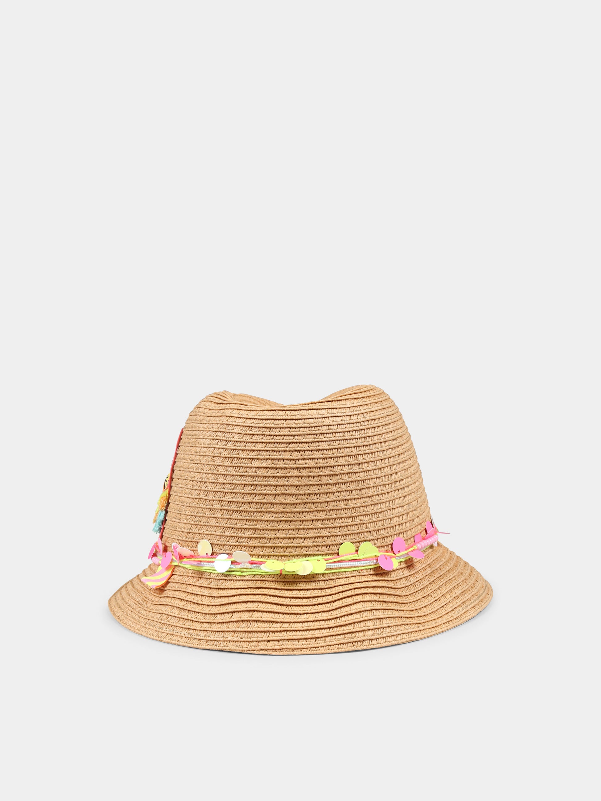 Cappello beige per bambina con pappagallo,Billieblush,U20756 47A