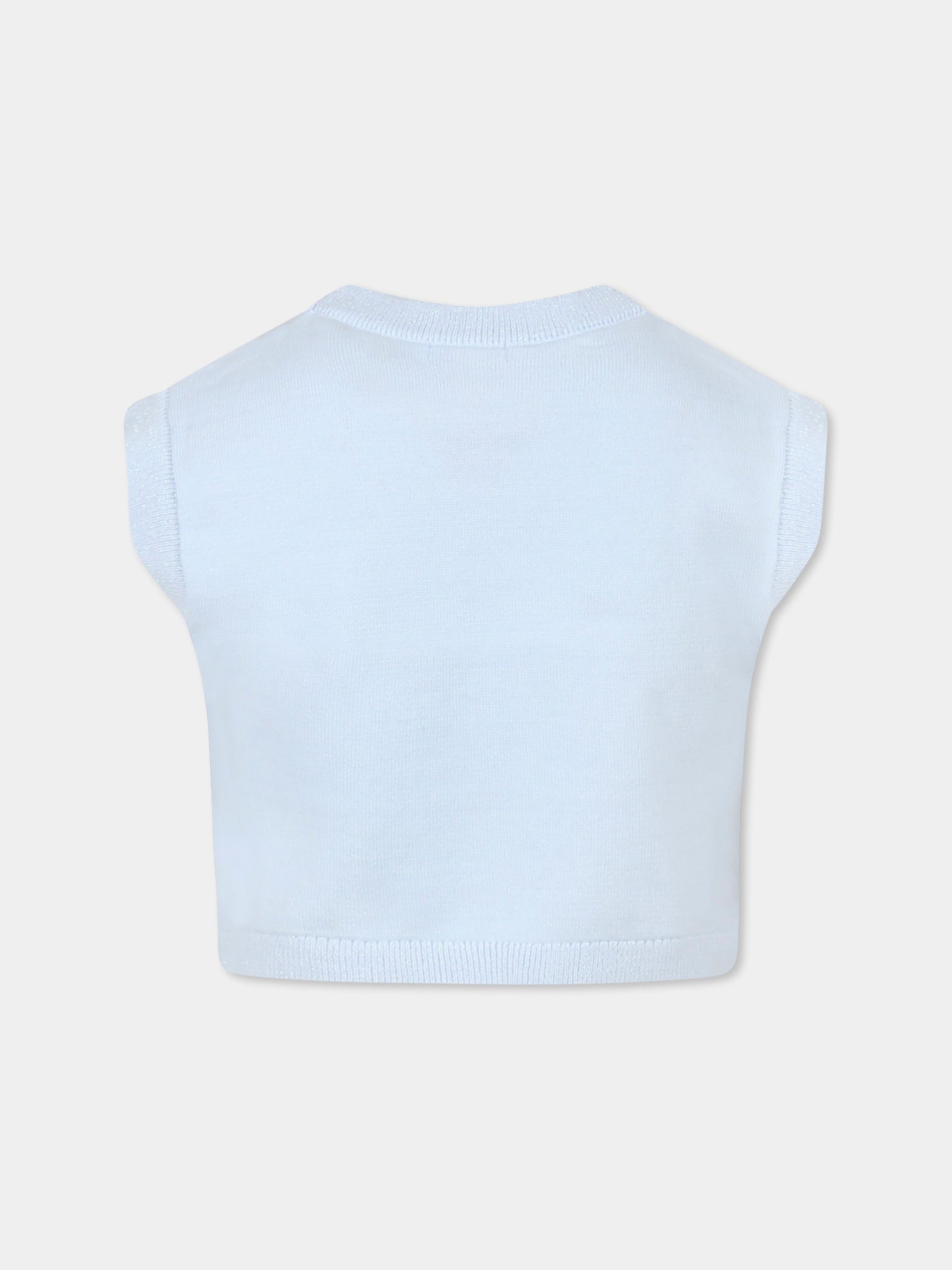 Light blue vest sweater for girl with sun