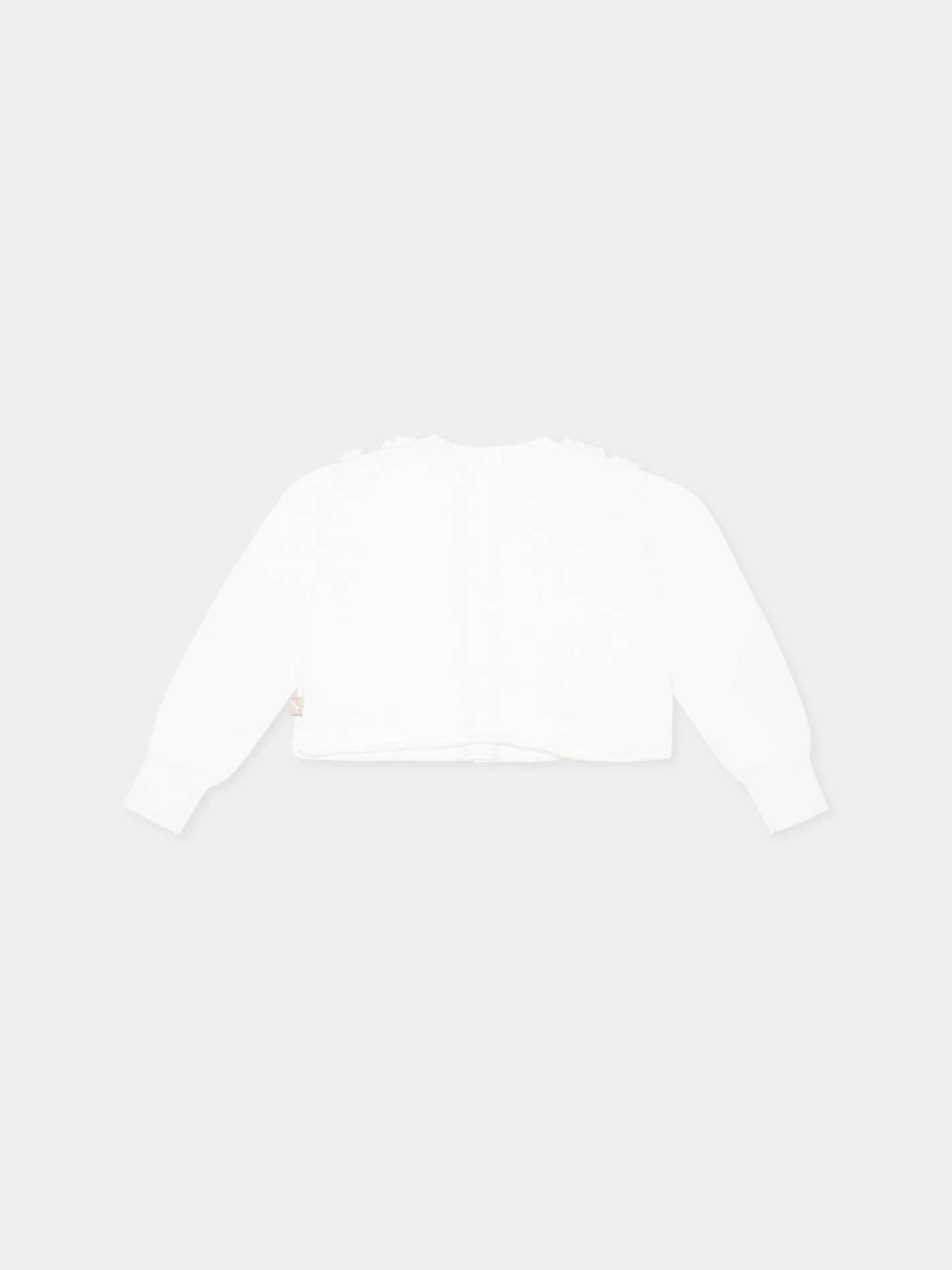 Cardigan avorio per bambina con paillettes,Billieblush,U20993 121