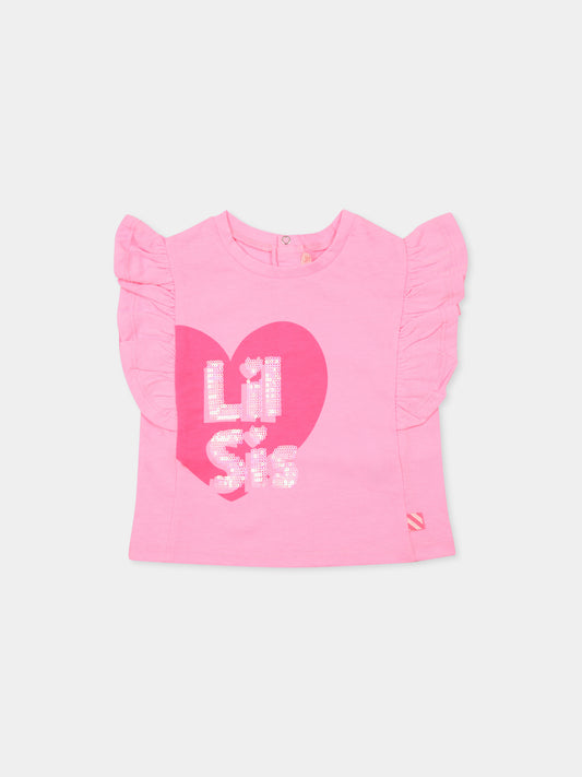 Pink t-shirt for baby girl with heart