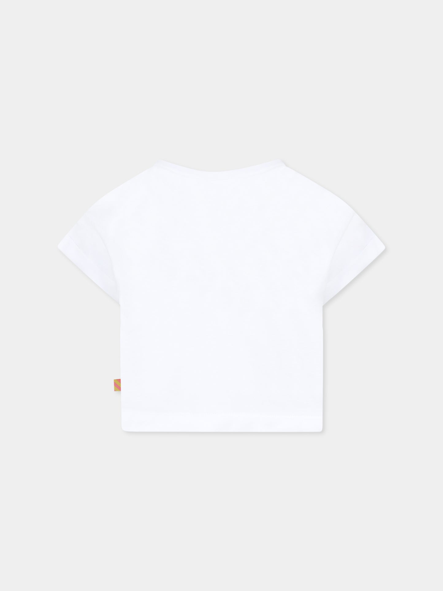 T-shirt crop bianca per bambina con scritta,Billieblush,U20941 10P