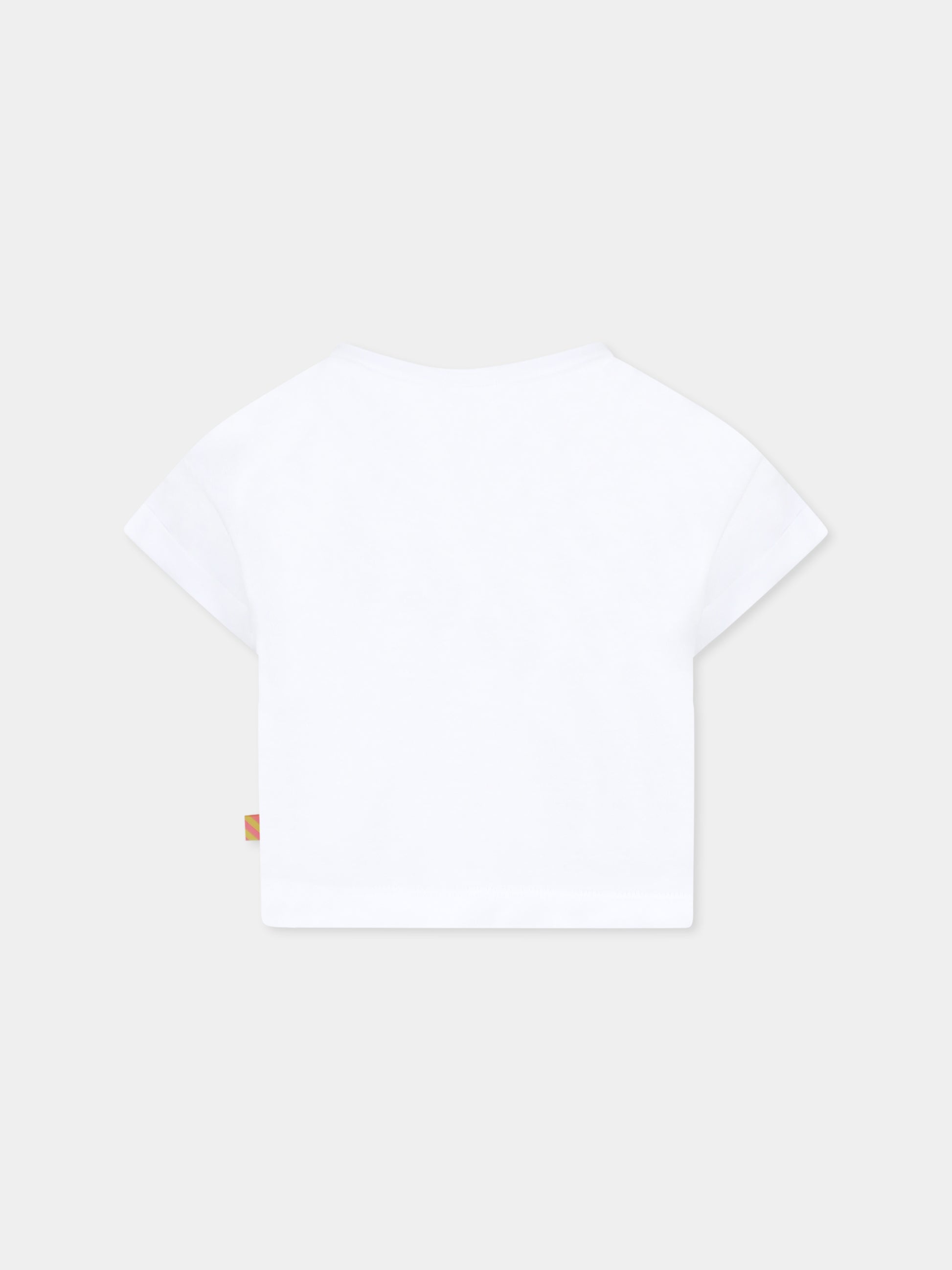 T-shirt crop bianca per bambina con scritta,Billieblush,U20941 10P