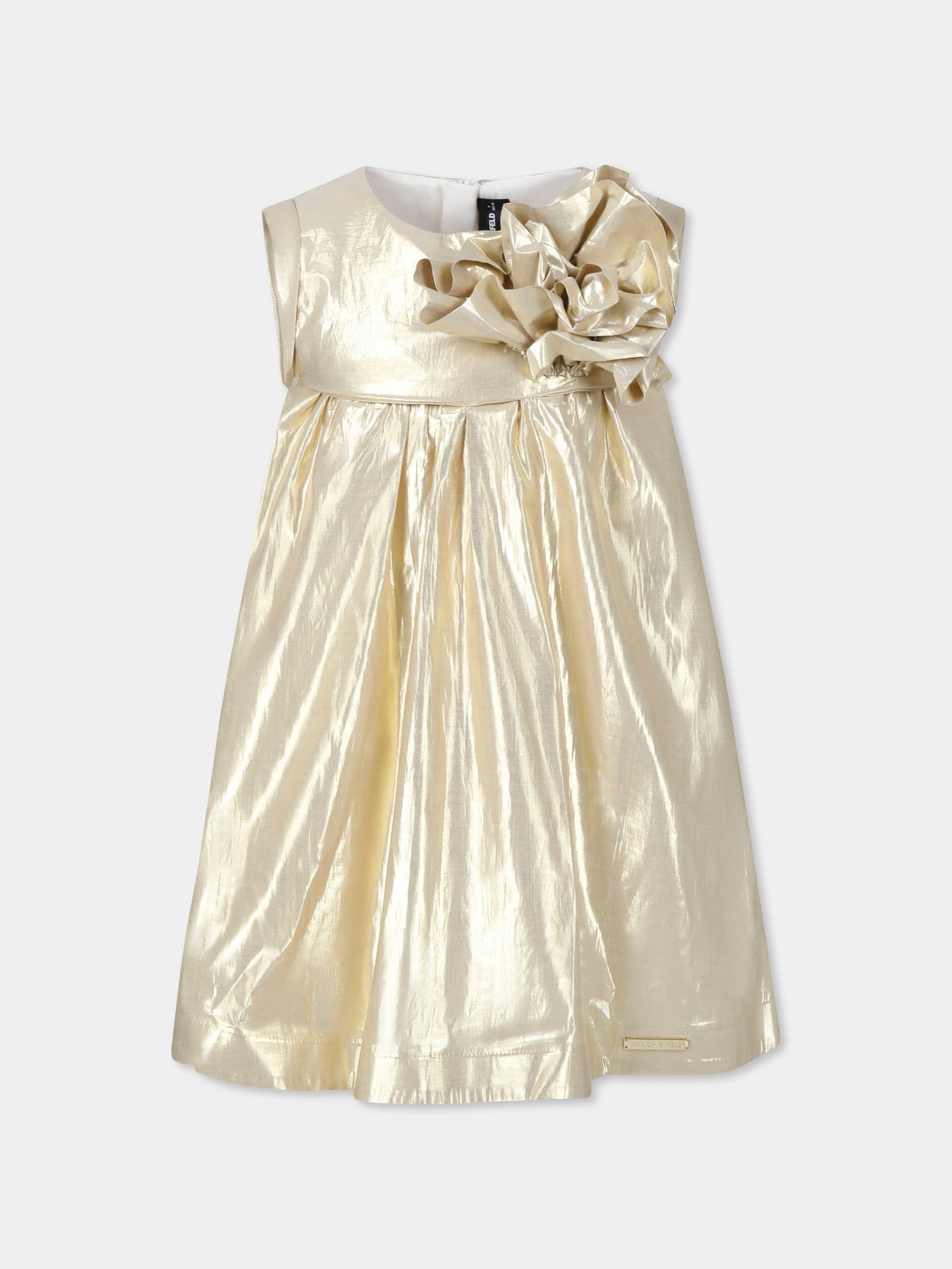 Vestito oro per bambina con fiore,Karl Lagerfeld Kids,Z30474 576
