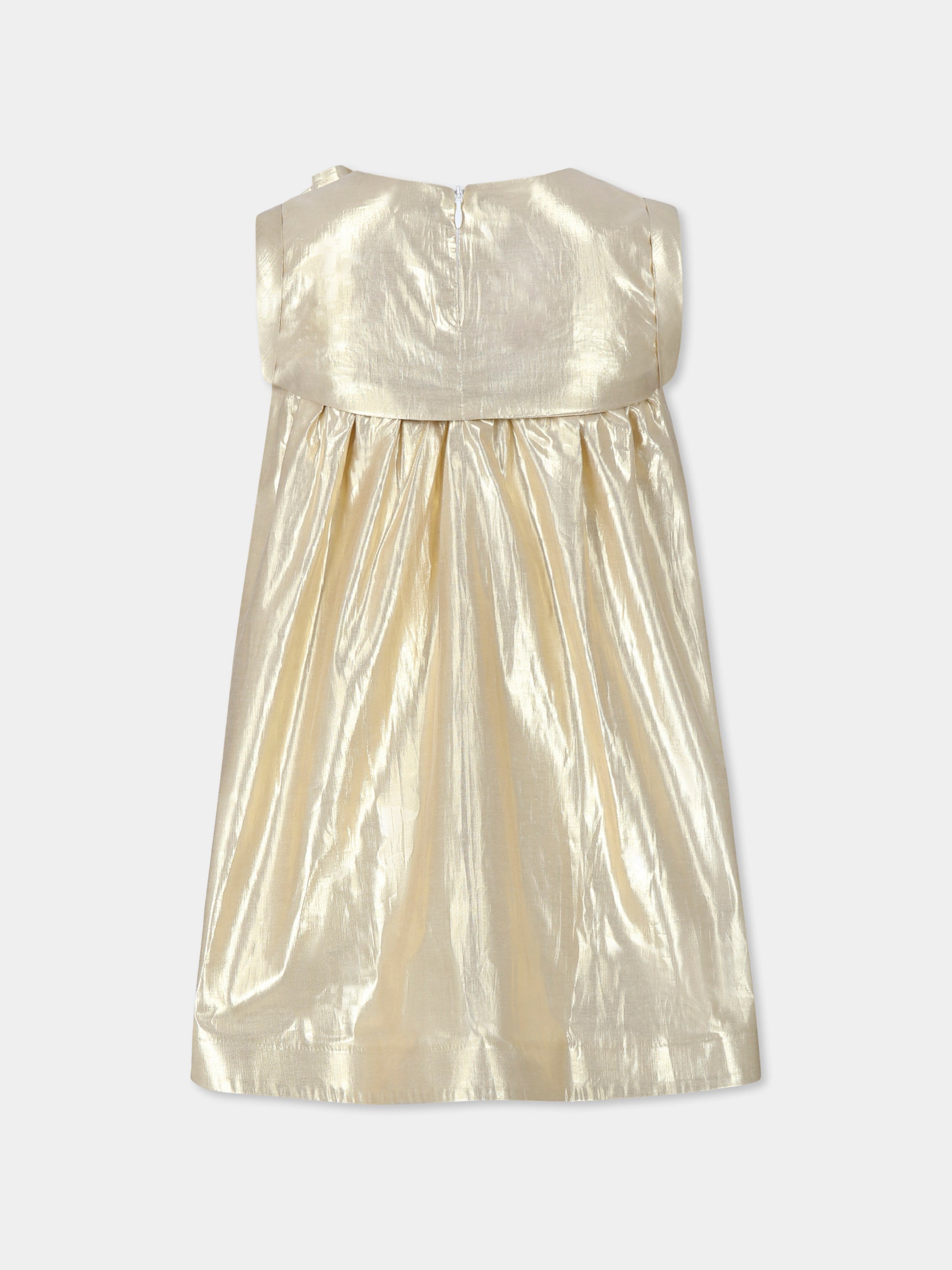 Vestito oro per bambina con fiore,Karl Lagerfeld Kids,Z30474 576