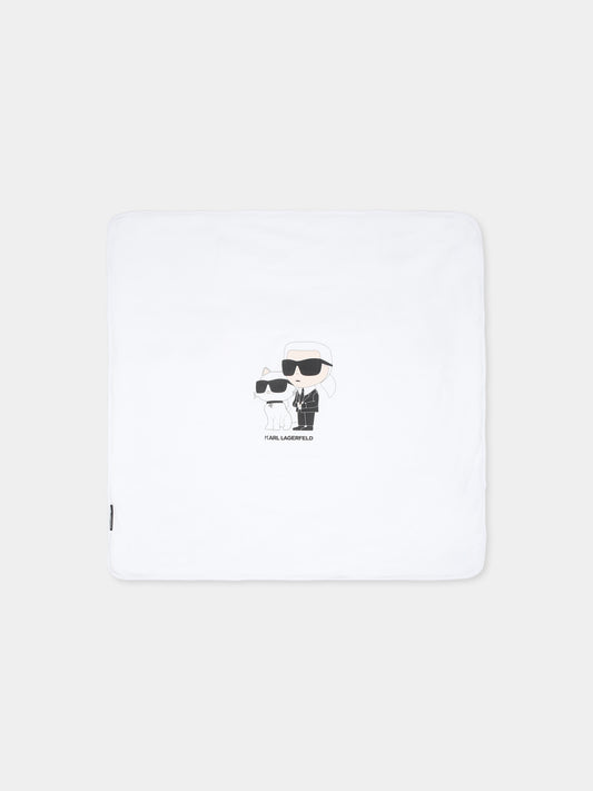 Coperta bianca per neonati con Choupette e Karl Lagerfeld,Karl Lagerfeld Kids,Z30556 10P