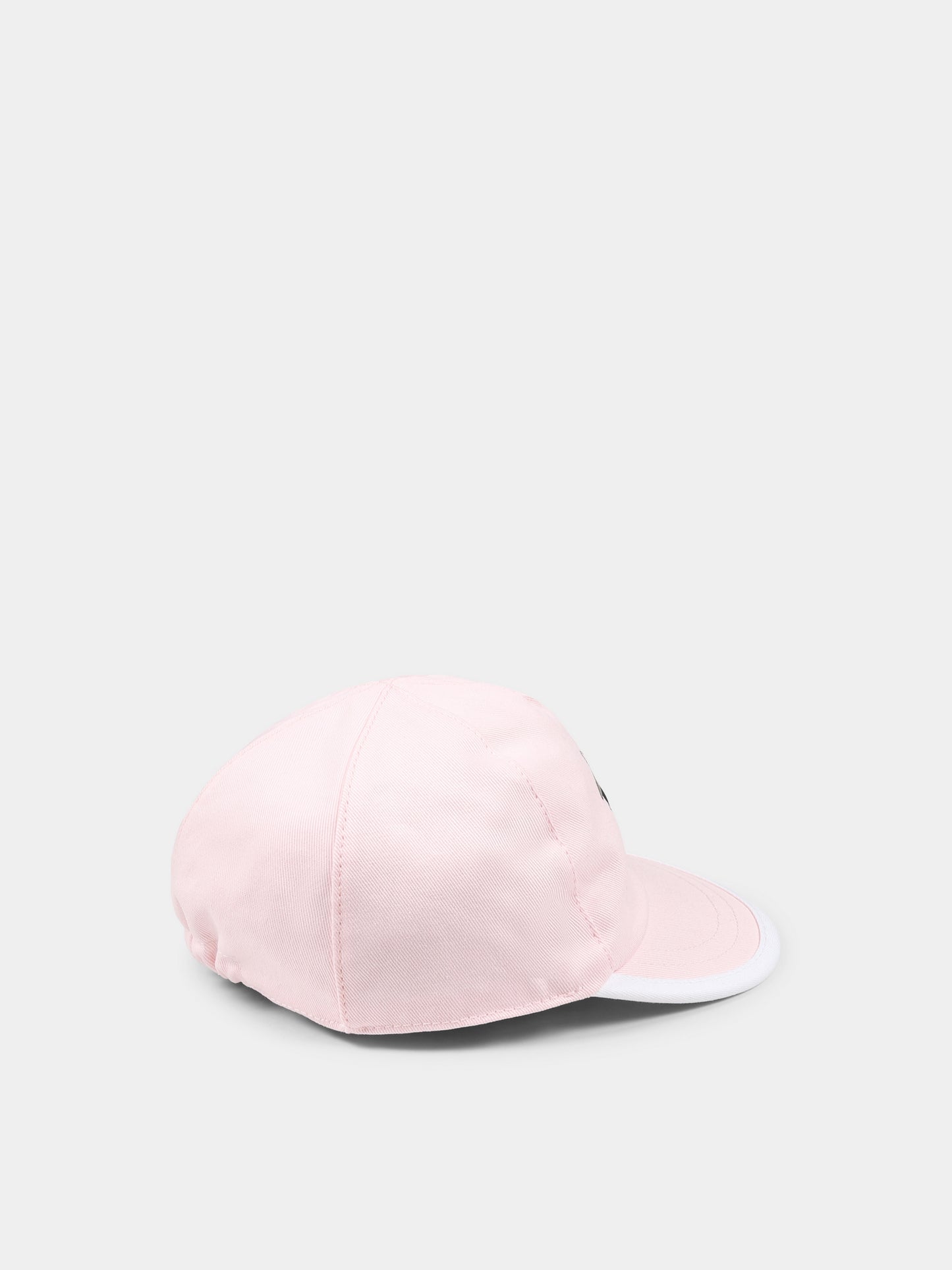 Reversible pink hat for baby girl with Choupette
