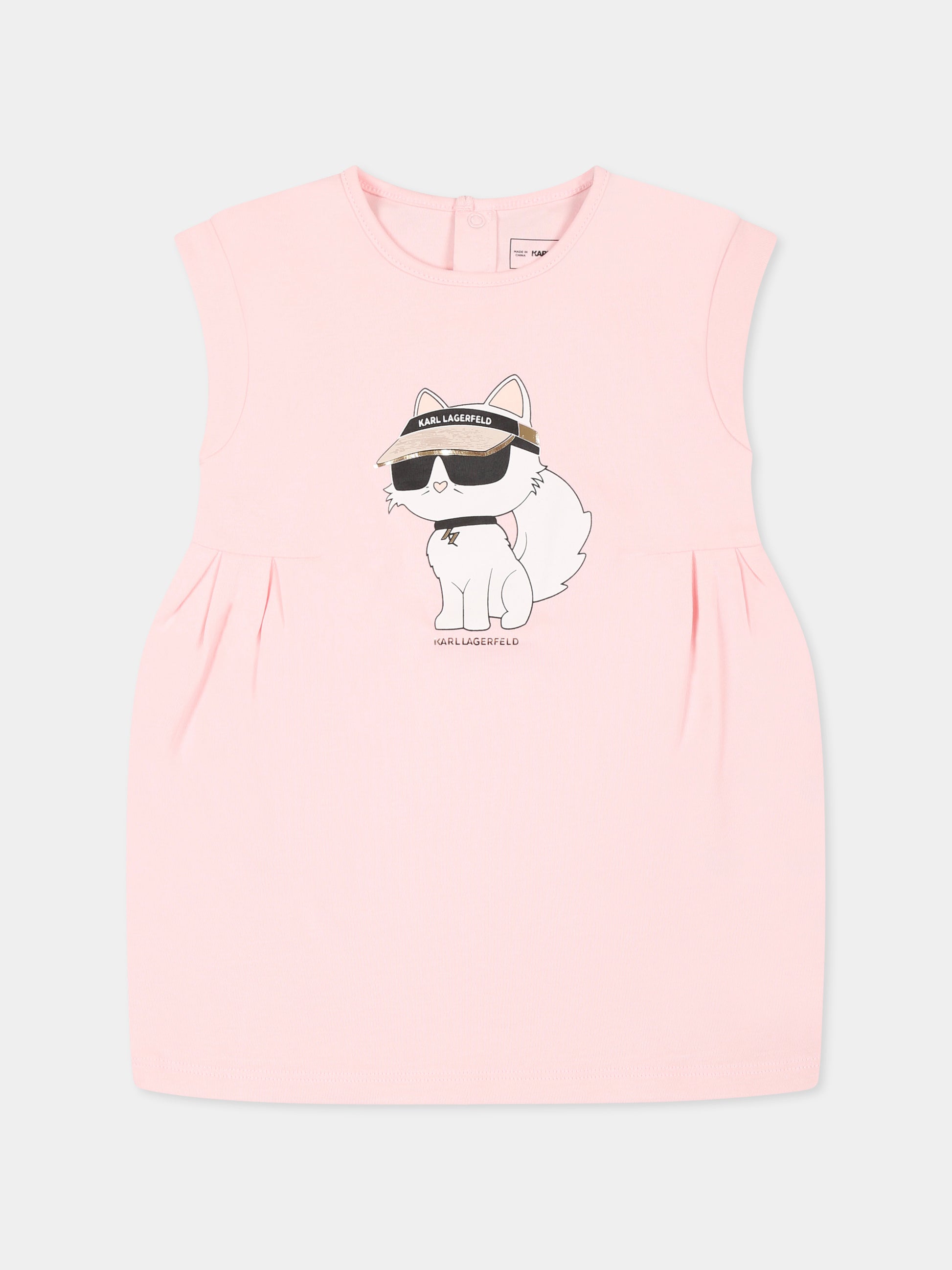 Vestito rosa per neonata con Choupette,Karl Lagerfeld Kids,Z30510 475