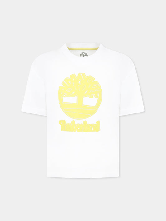 White t-shirt for  boy with logo