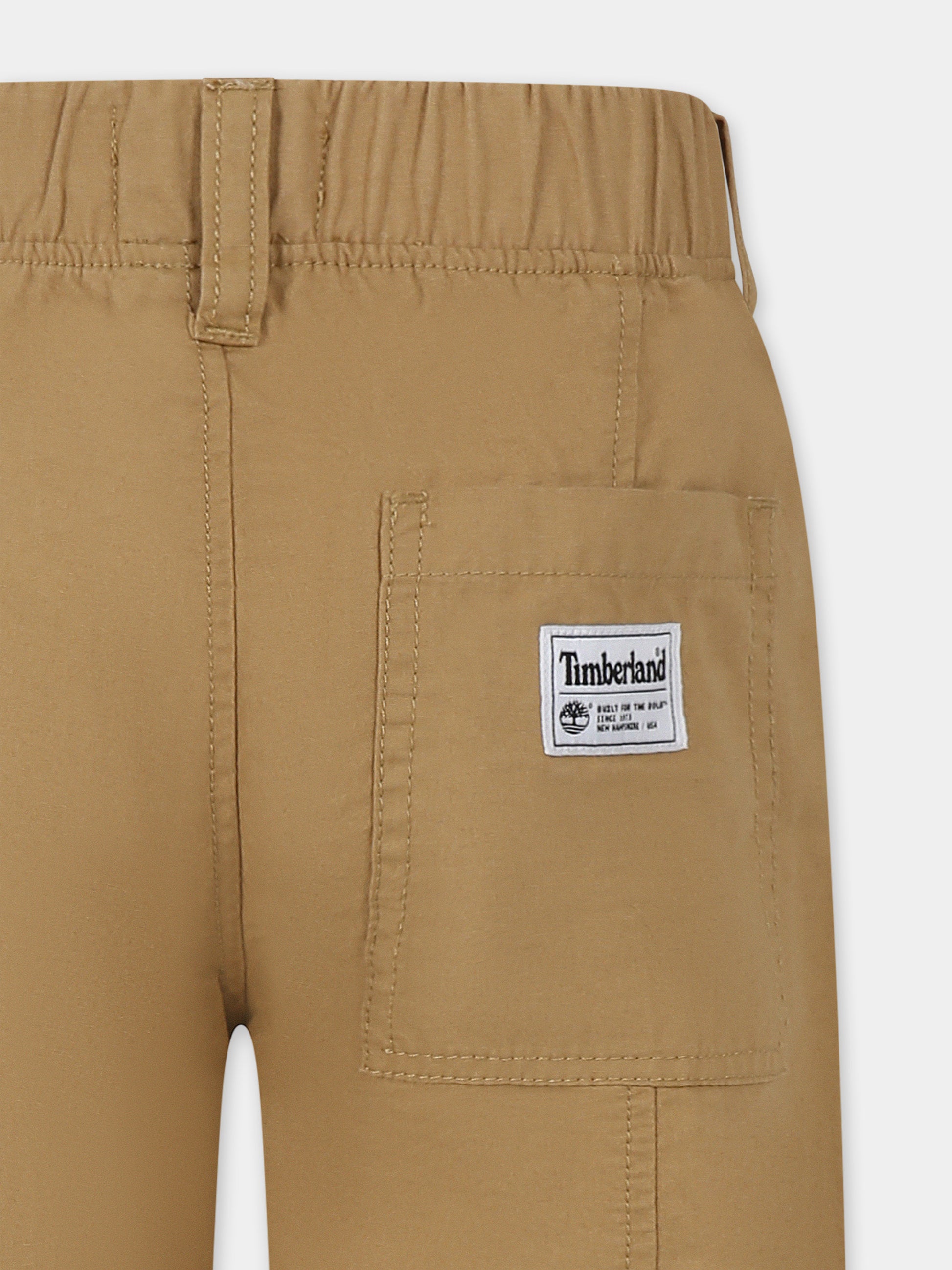Pantaloni beige per bambino con logo,Timberland,T60465 276