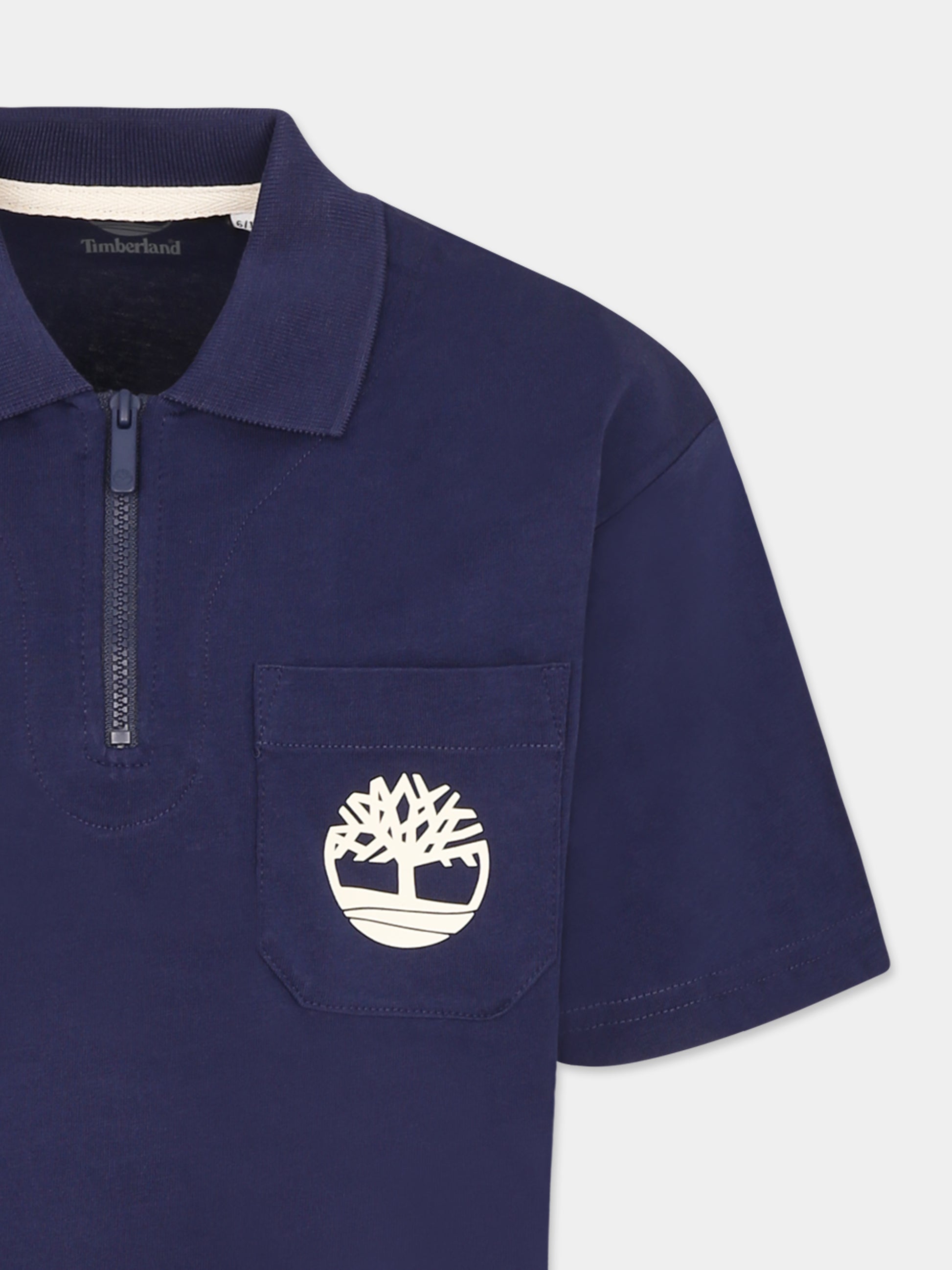 Polo blu per bambino con albero,Timberland,T60440 84N